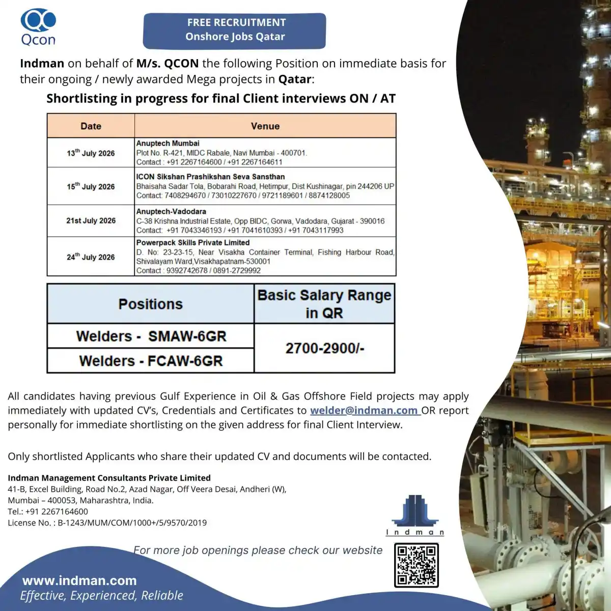 QCON Welder Jobs Qatar 2026