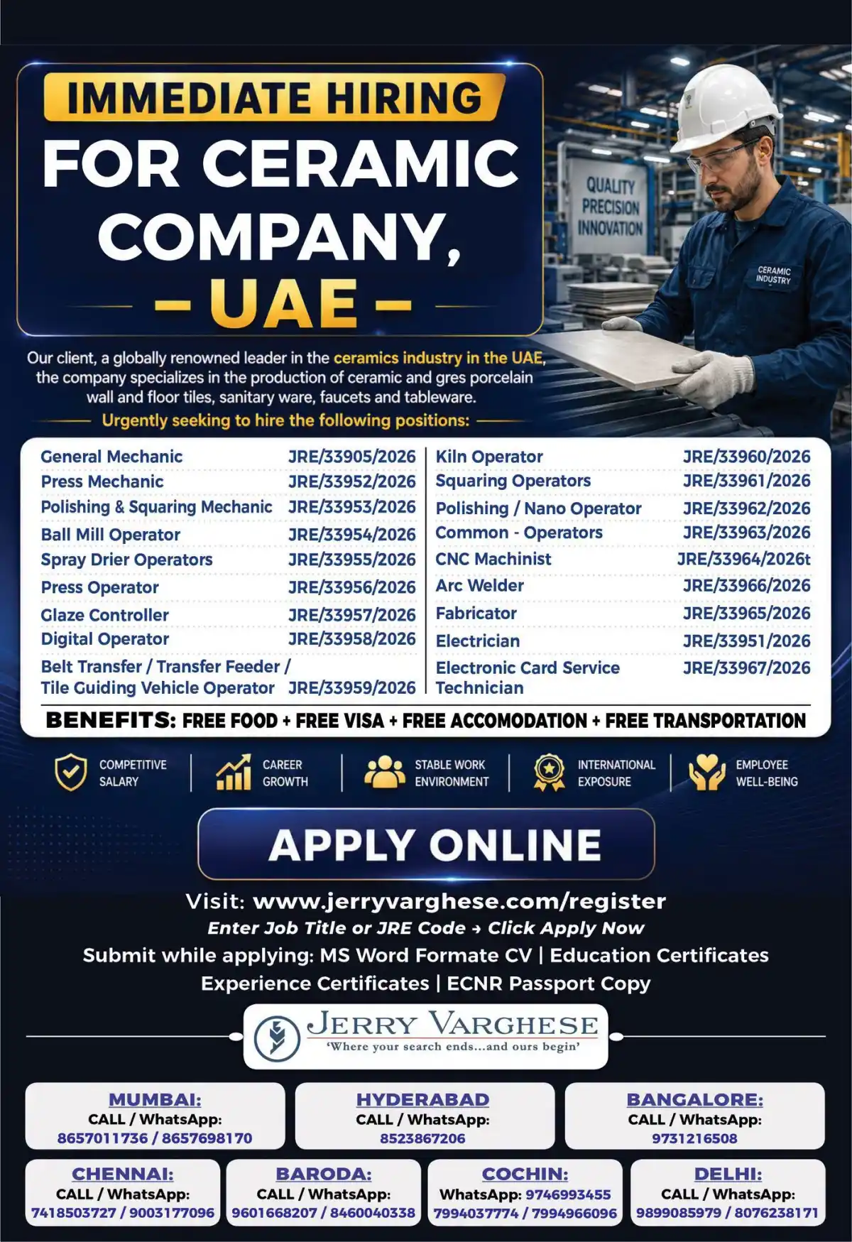 Ceramic Jobs UAE 2026