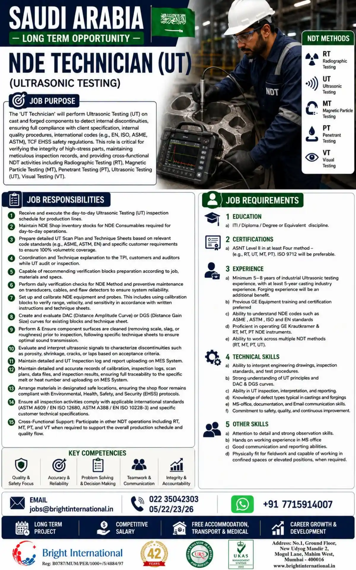 NDE Technician (UT) – Saudi Arabia