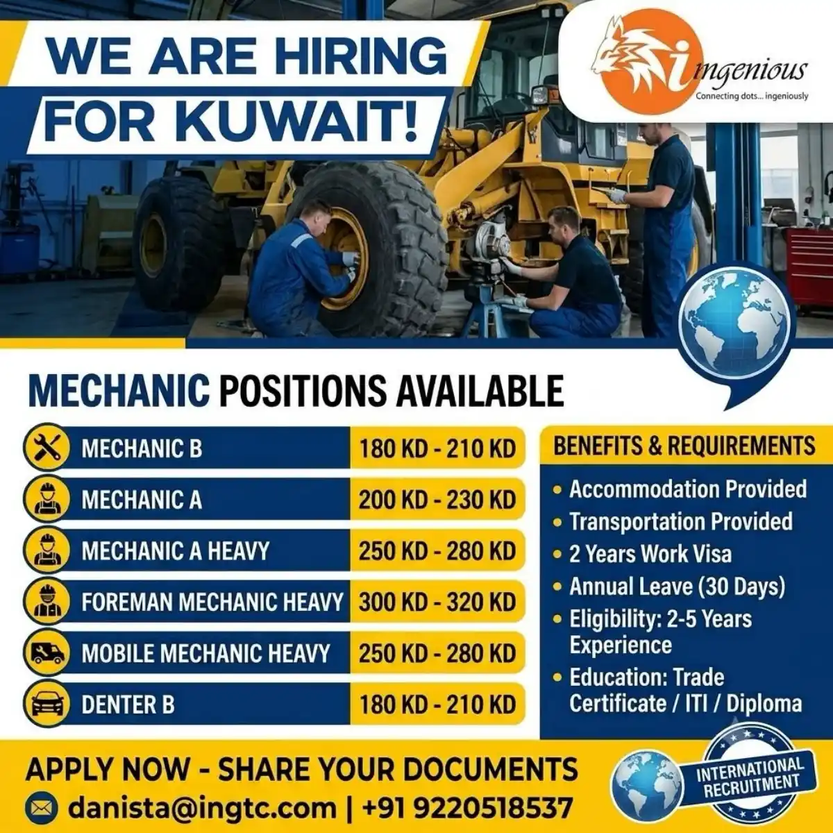 Mechanic Jobs Kuwait 2025