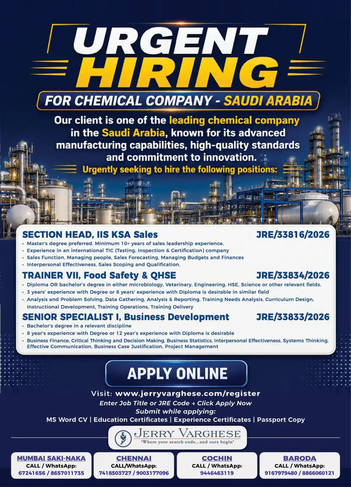 Chemical Company Jobs Saudi Arabia