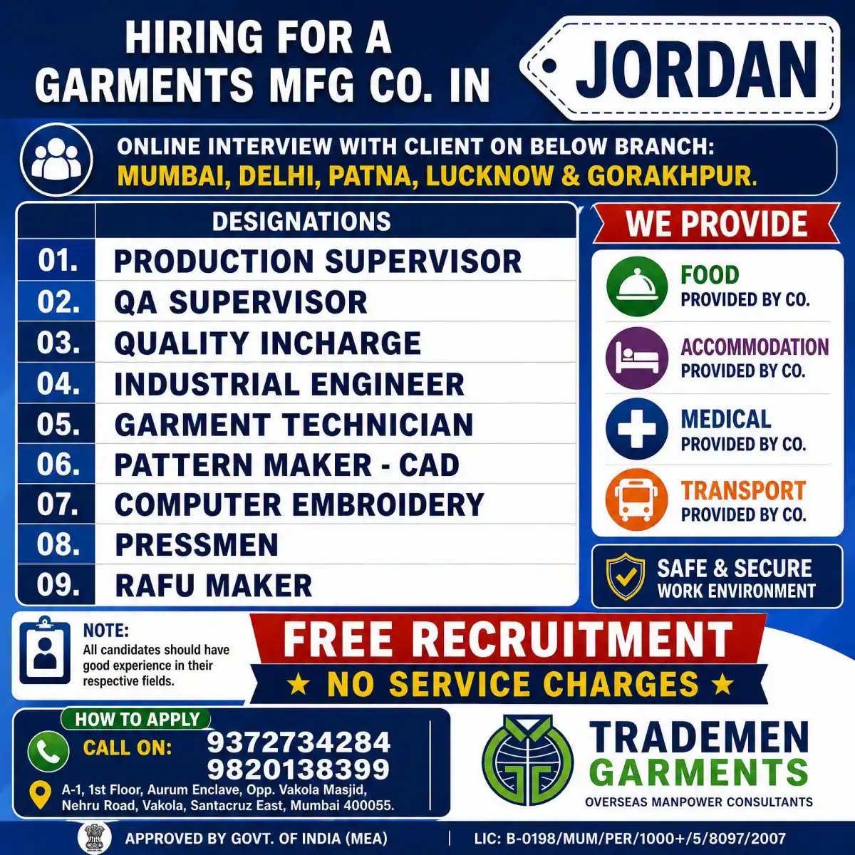 Garments Mfg Jobs Jordan