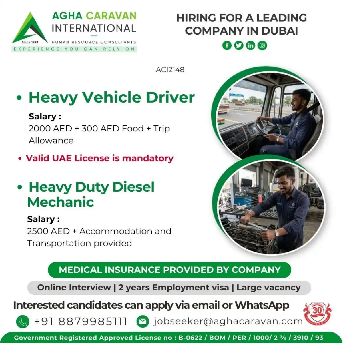 Driver & Mechanic Jobs Dubai