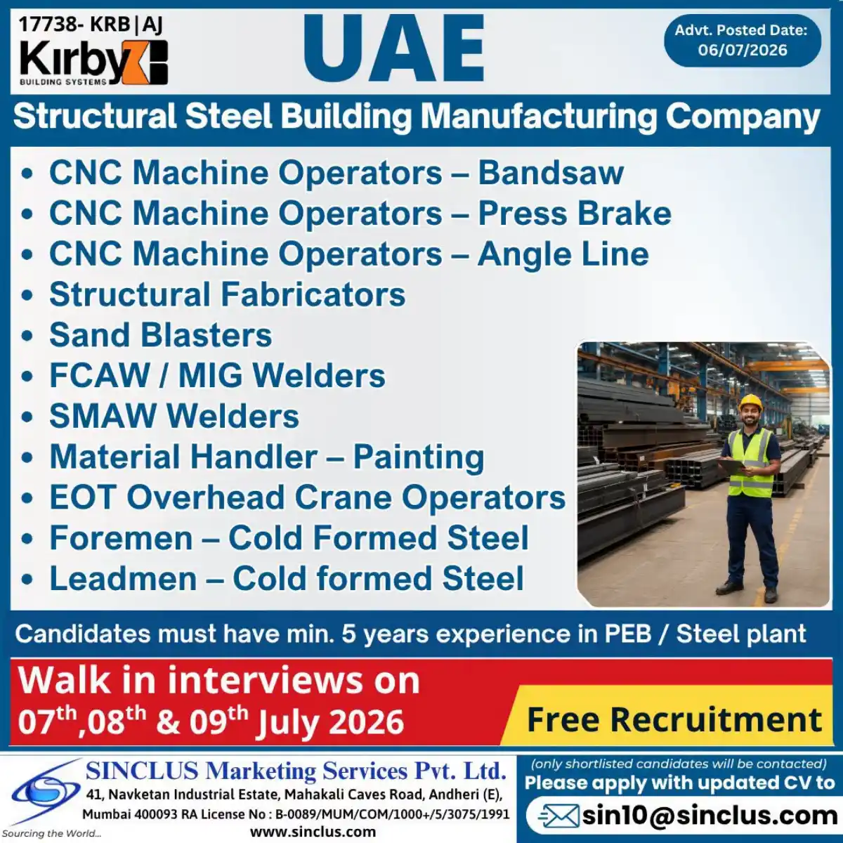 Kirby Building Systems Walk-in July 2026