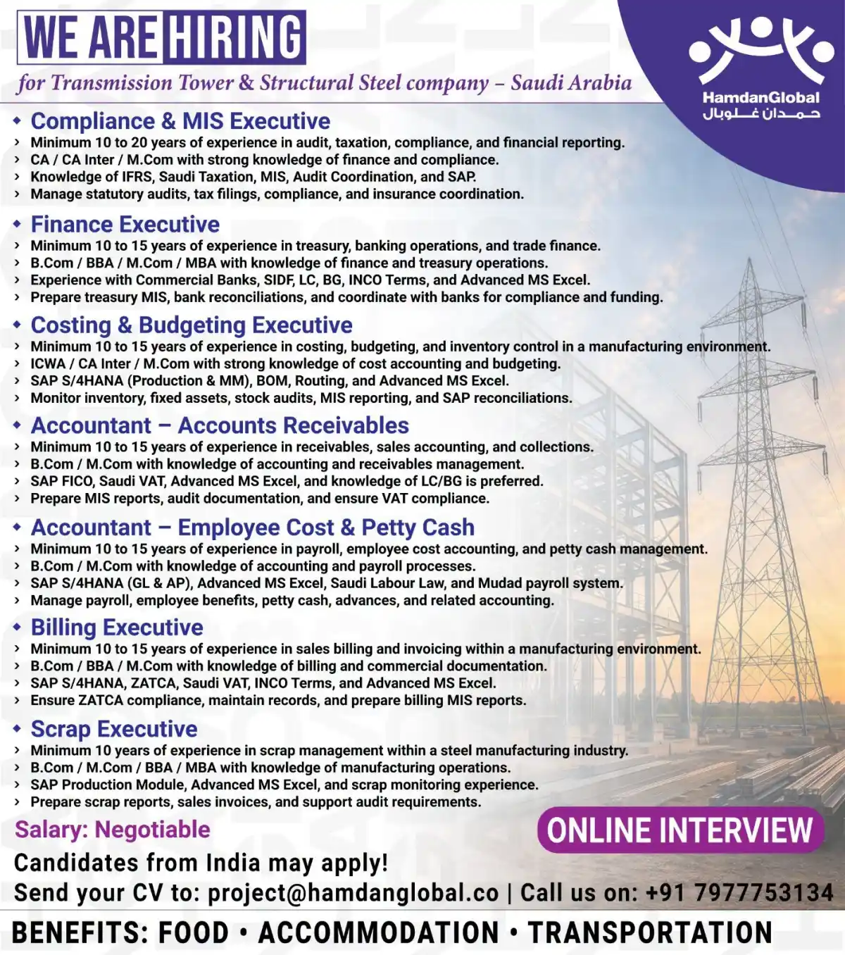 Hiring at HamdanGlobal – Saudi Arabia