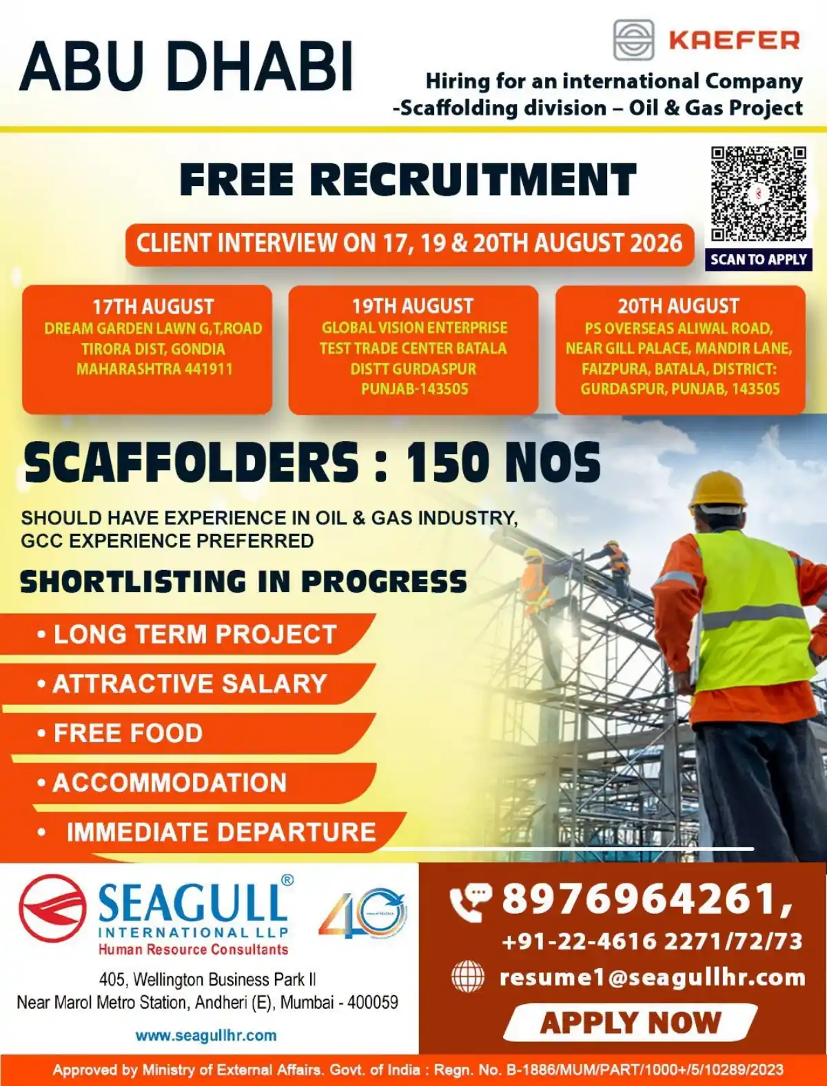 KAEFER Abu Dhabi Scaffolder Jobs – 150 Vacancies