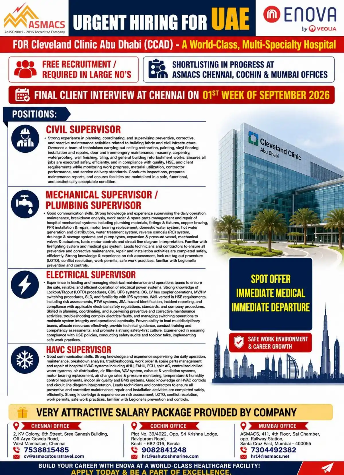 ASMACS UAE Hiring – CCAD Supervisor Jobs