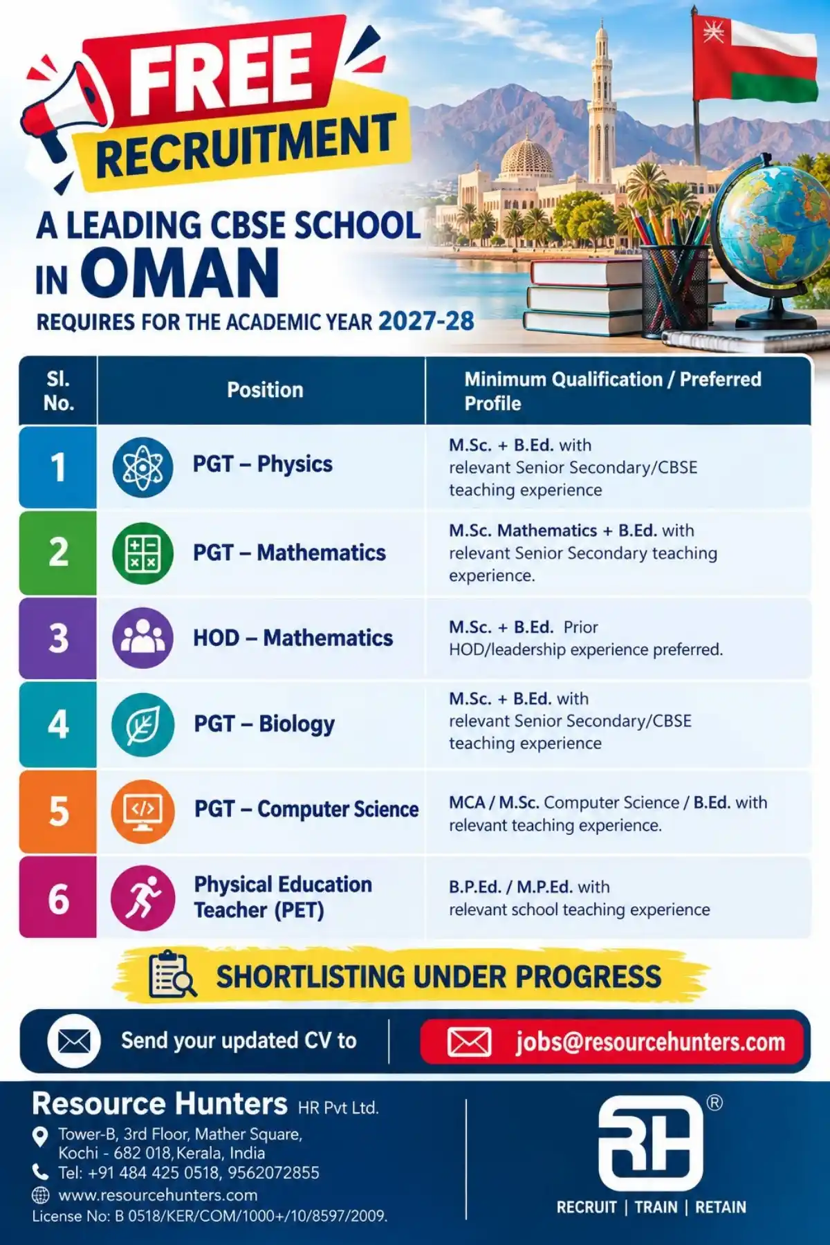 CBSE School Jobs in Oman 2027-28
