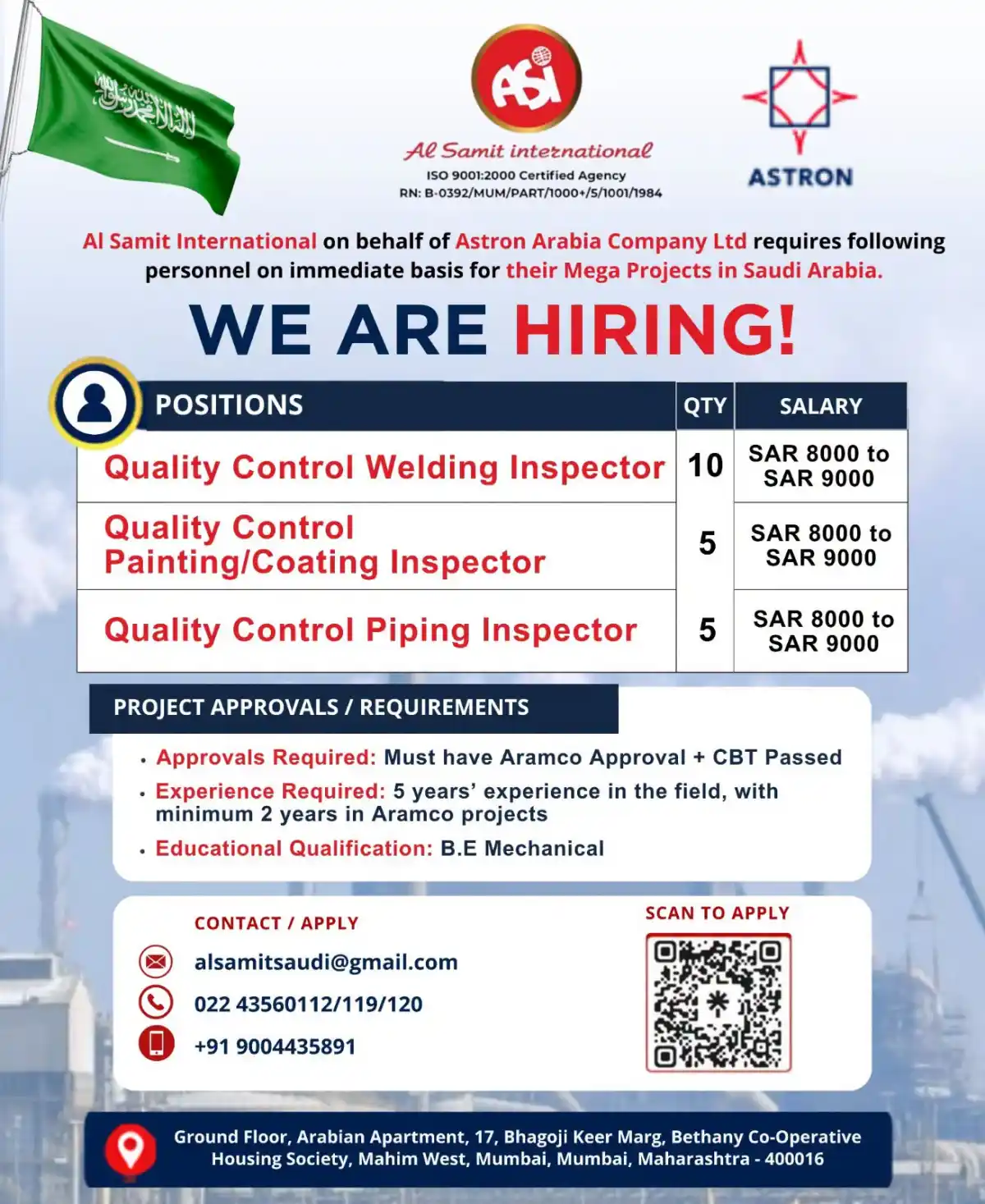 QC Inspector Jobs Saudi Arabia