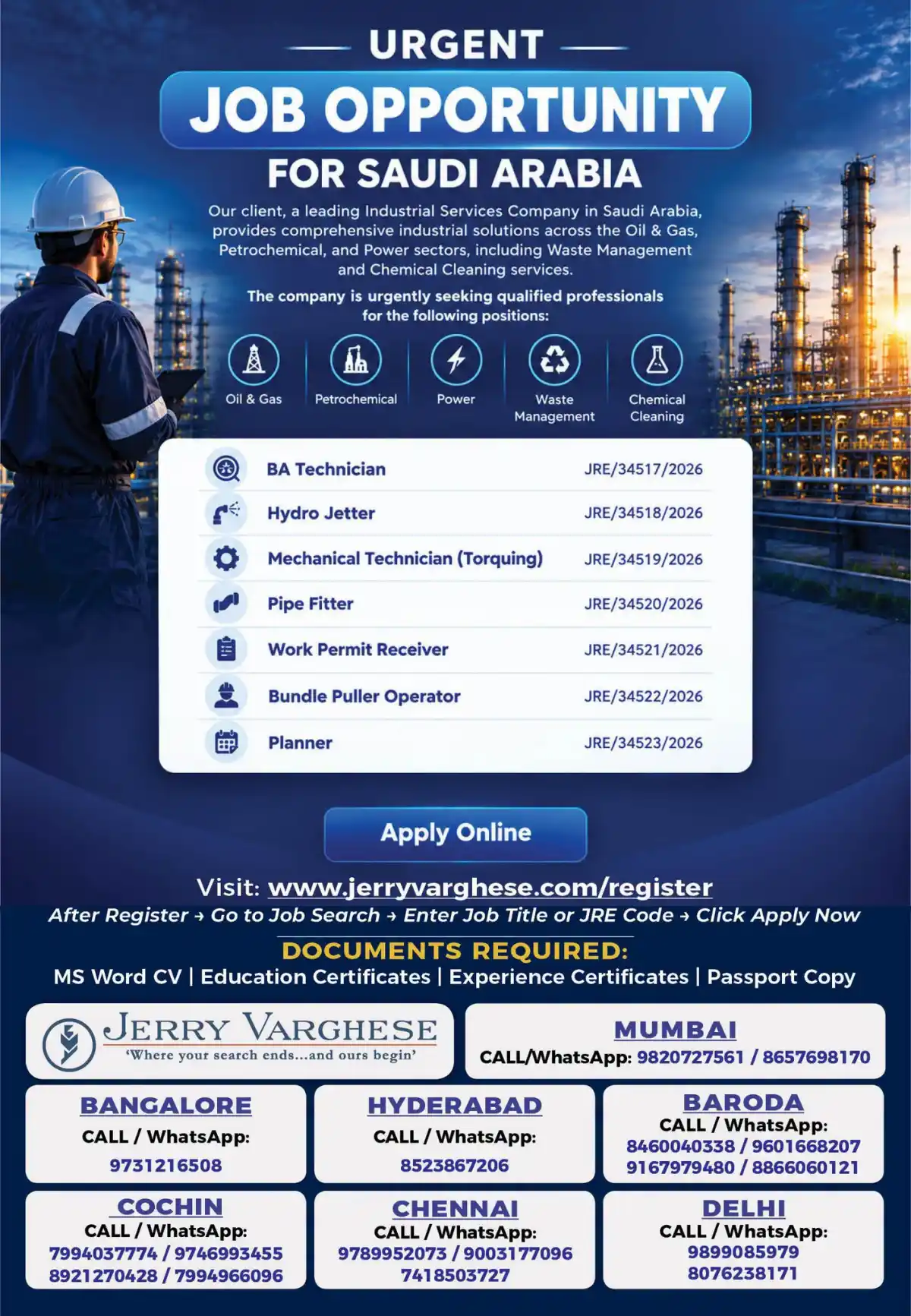 Urgent Saudi Arabia Industrial Jobs 2026