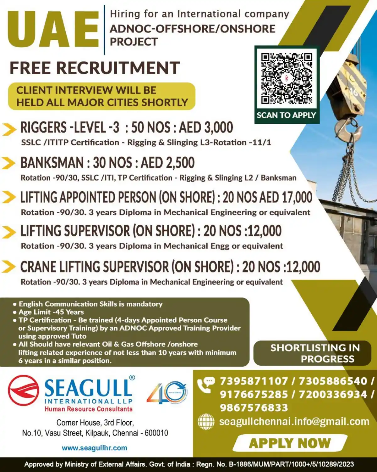 ADNOC UAE Jobs – Riggers, Banksman & Lifting Supervisors