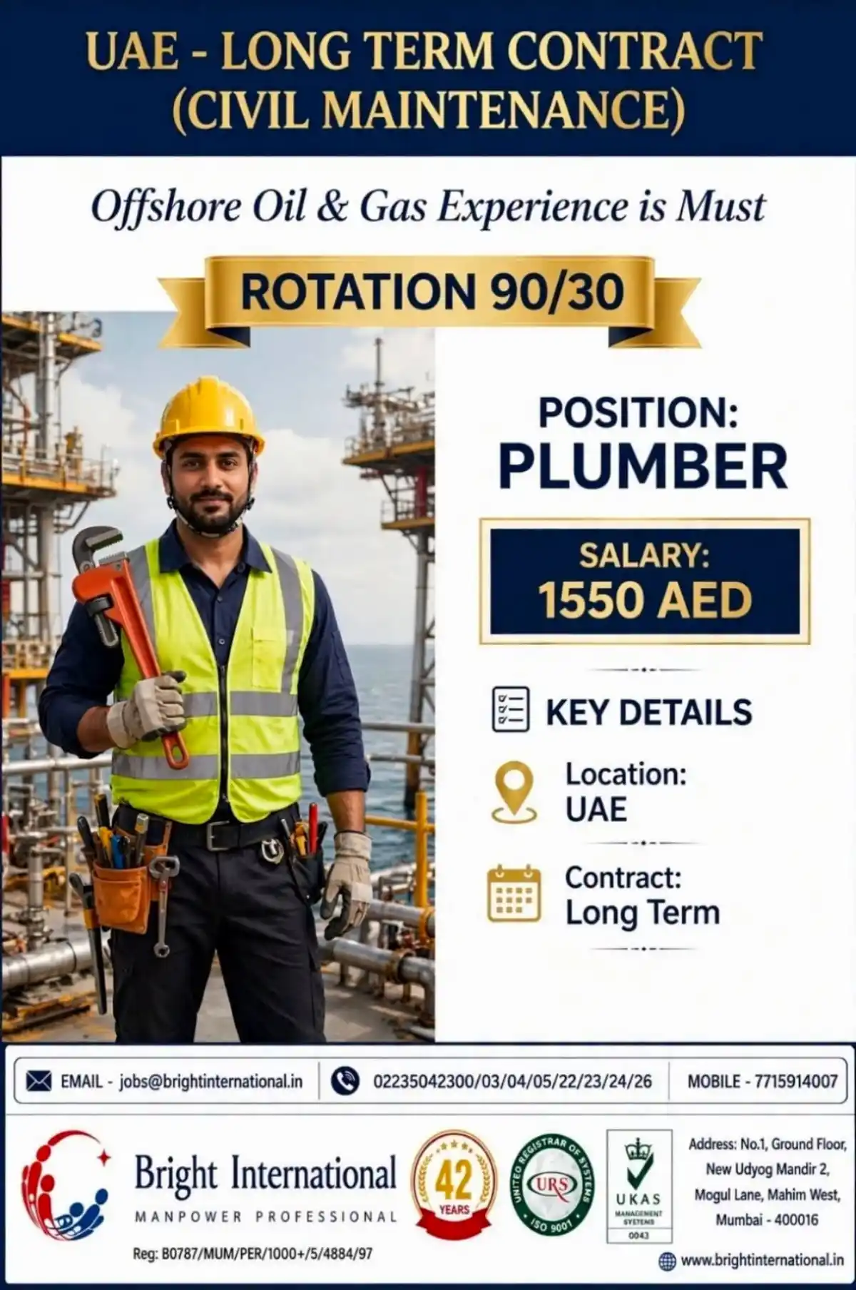 Plumber – UAE Offshore