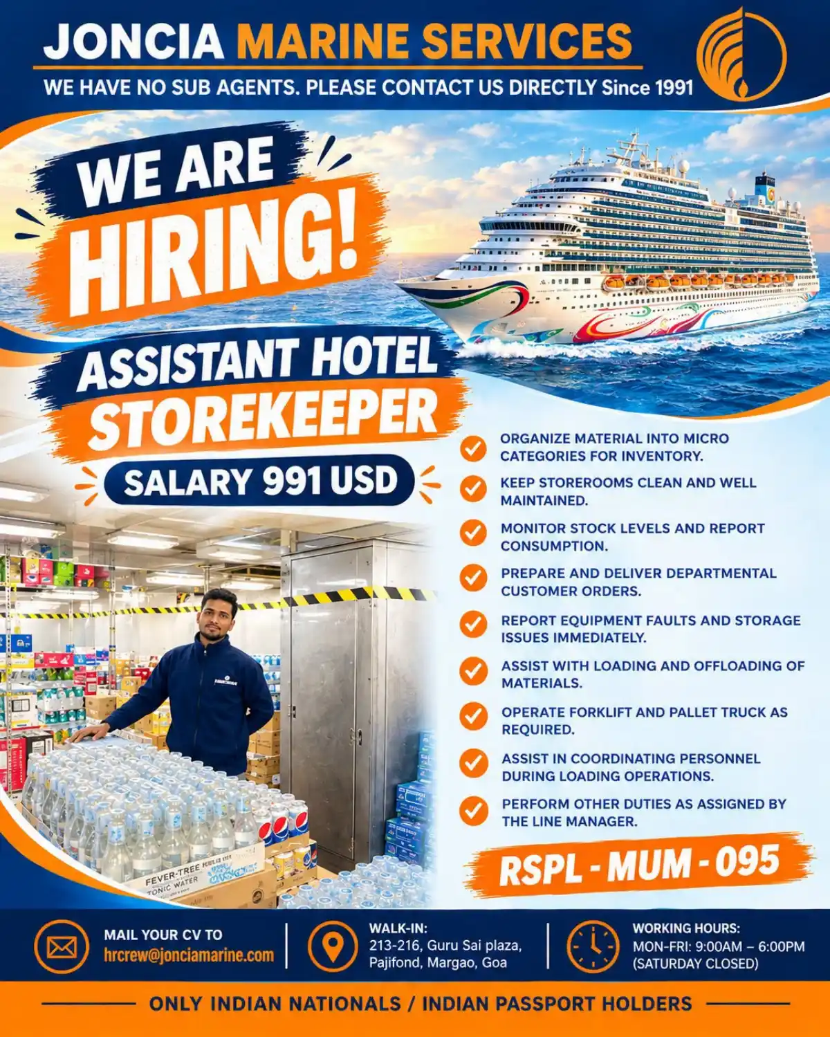 Assistant Hotel Storekeeper