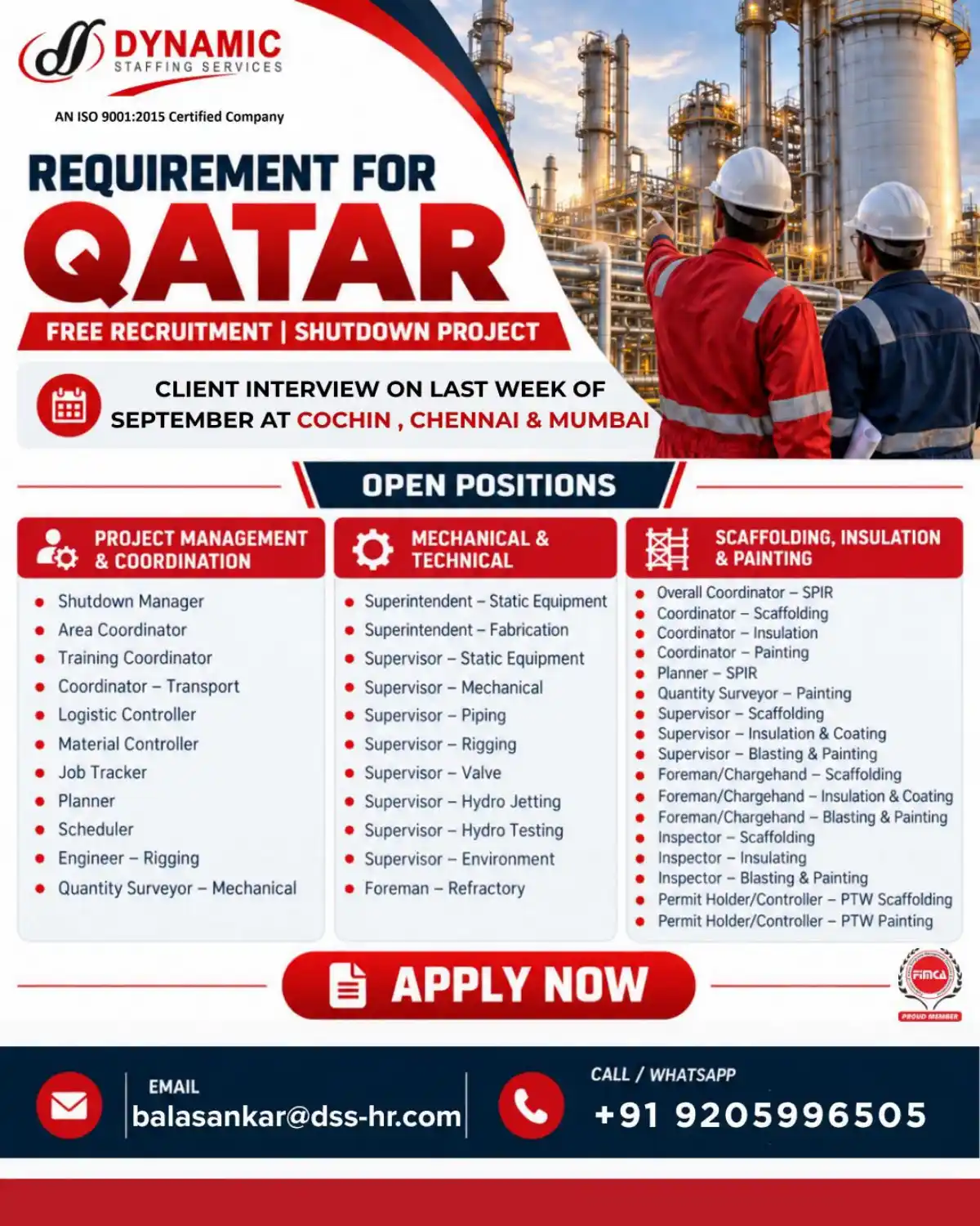Qatar Shutdown Project Jobs