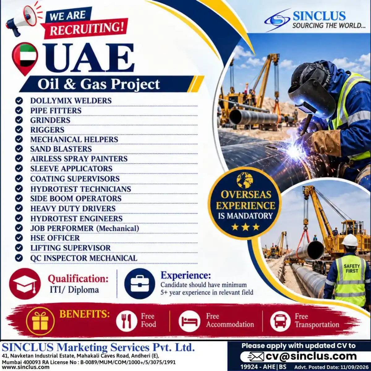 Sinclus Oil & Gas Project Recruitment 2026