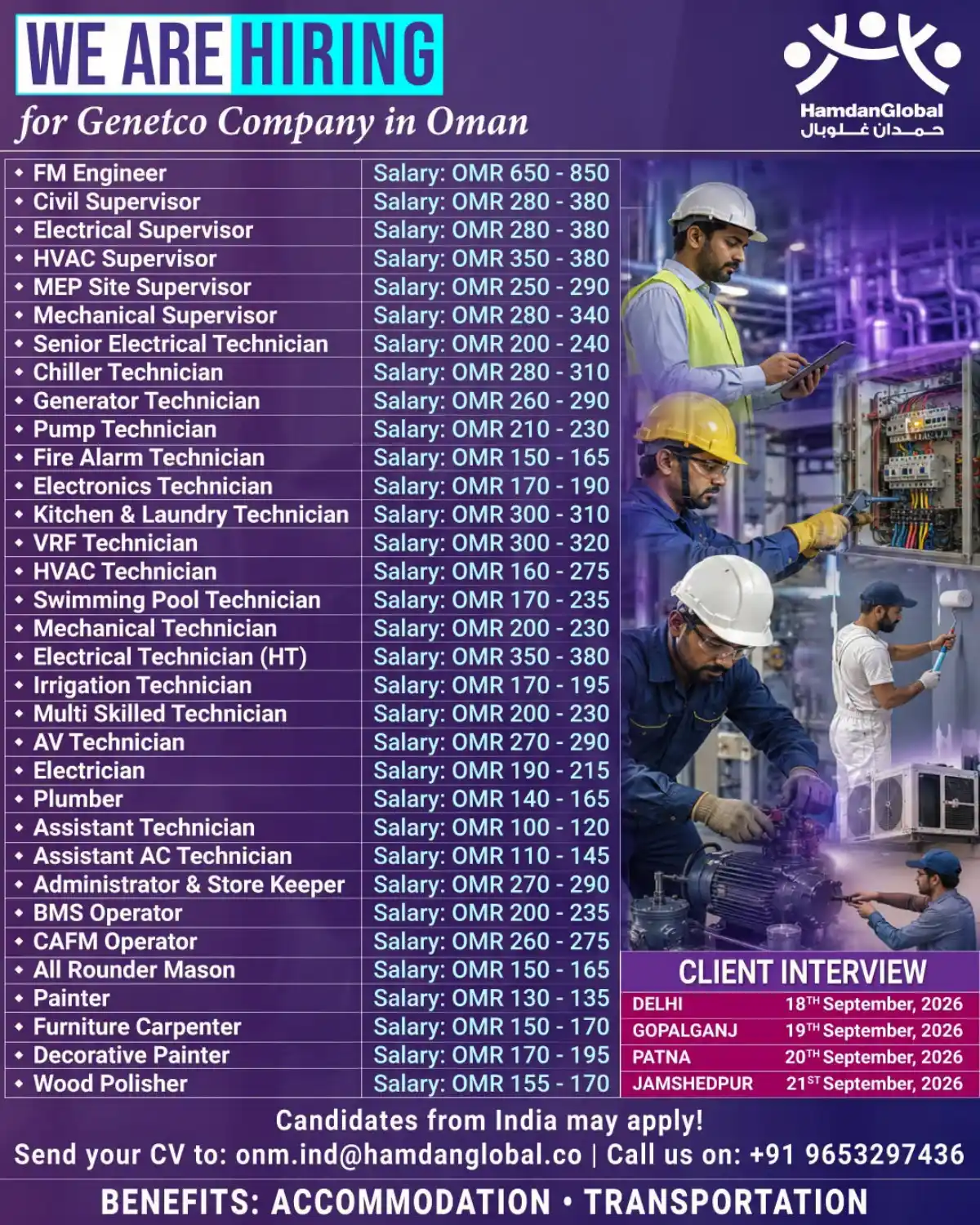 Senior Electrical Technician – Genetco Oman