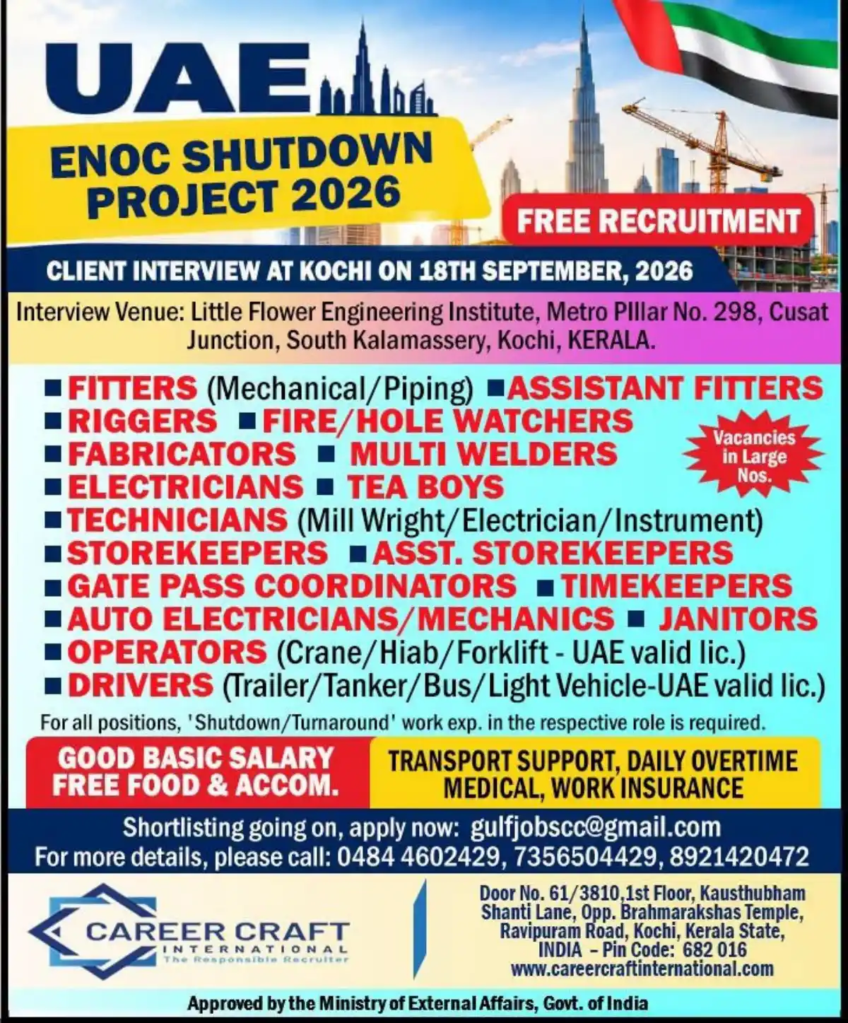 ENOC Shutdown Project 2026 UAE Jobs