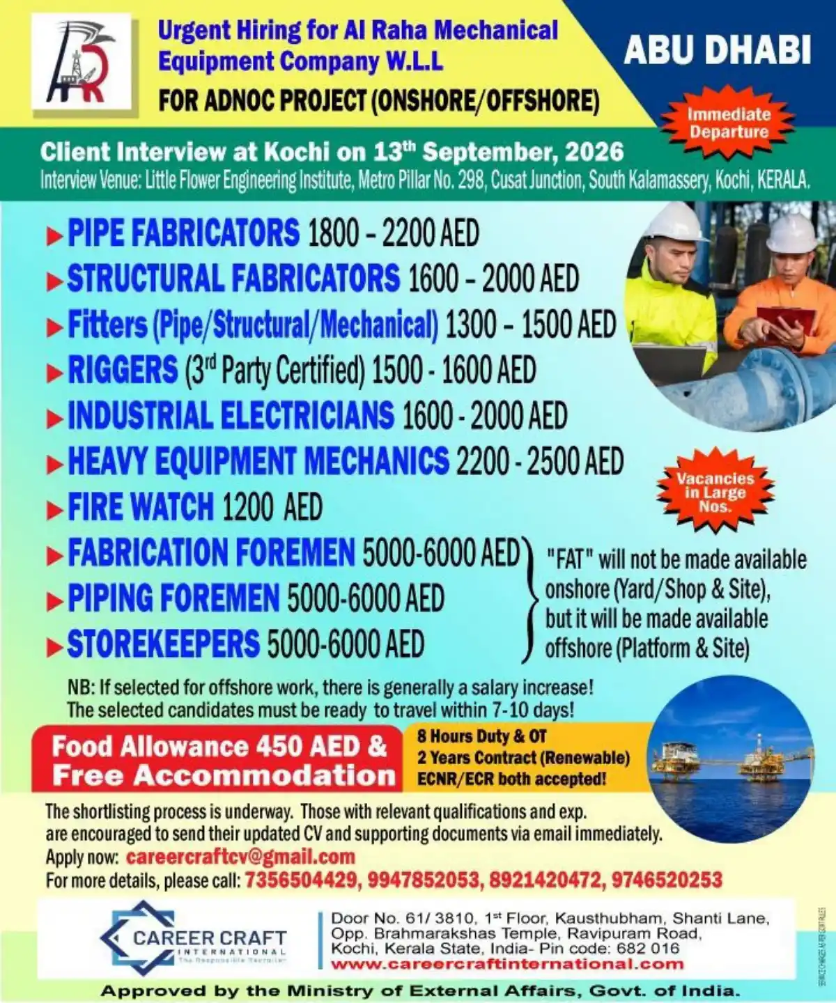 Al Raha Mechanical Equipment Company ADNOC Hiring