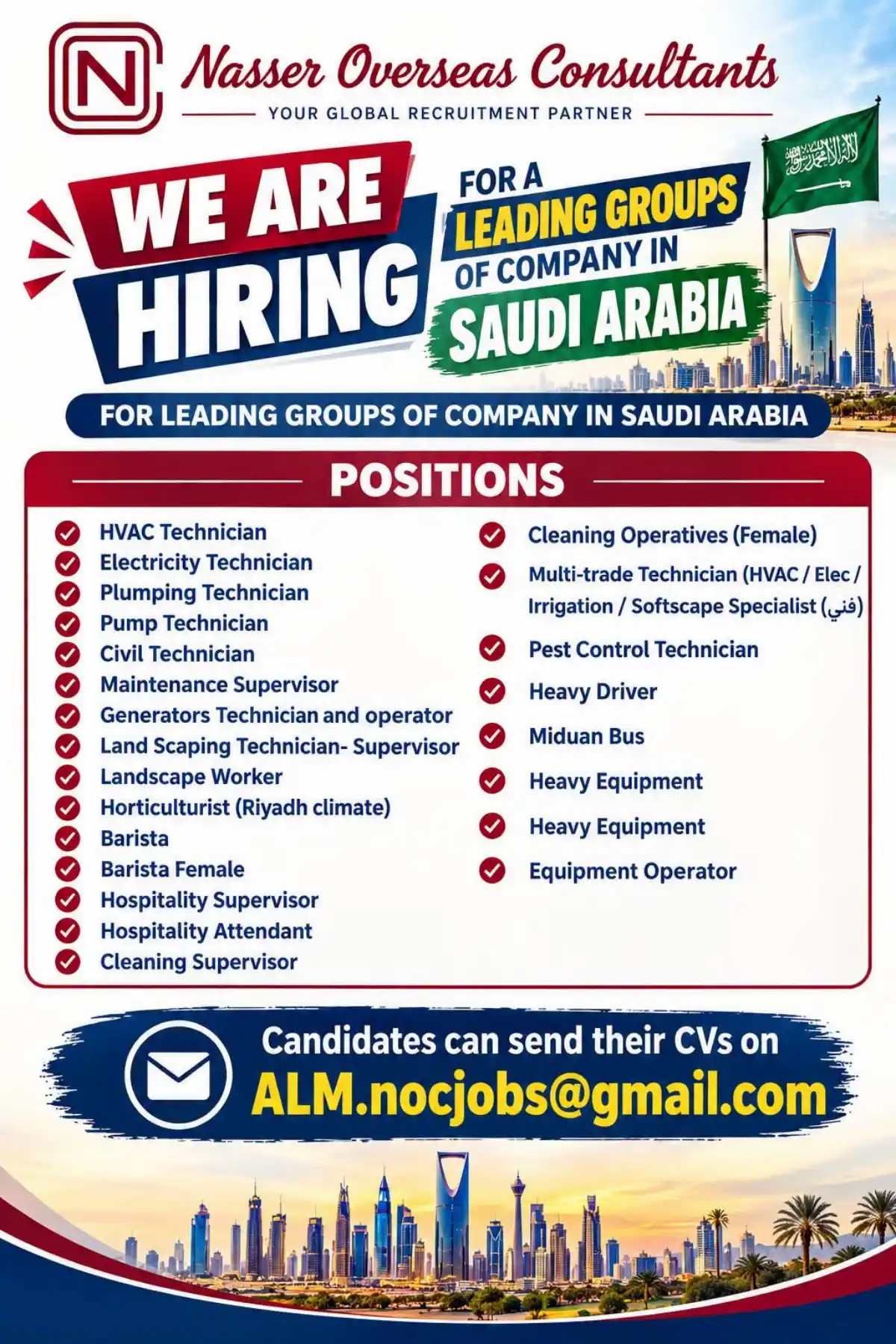 N Nasser Overseas Consultants Saudi Arabia Jobs