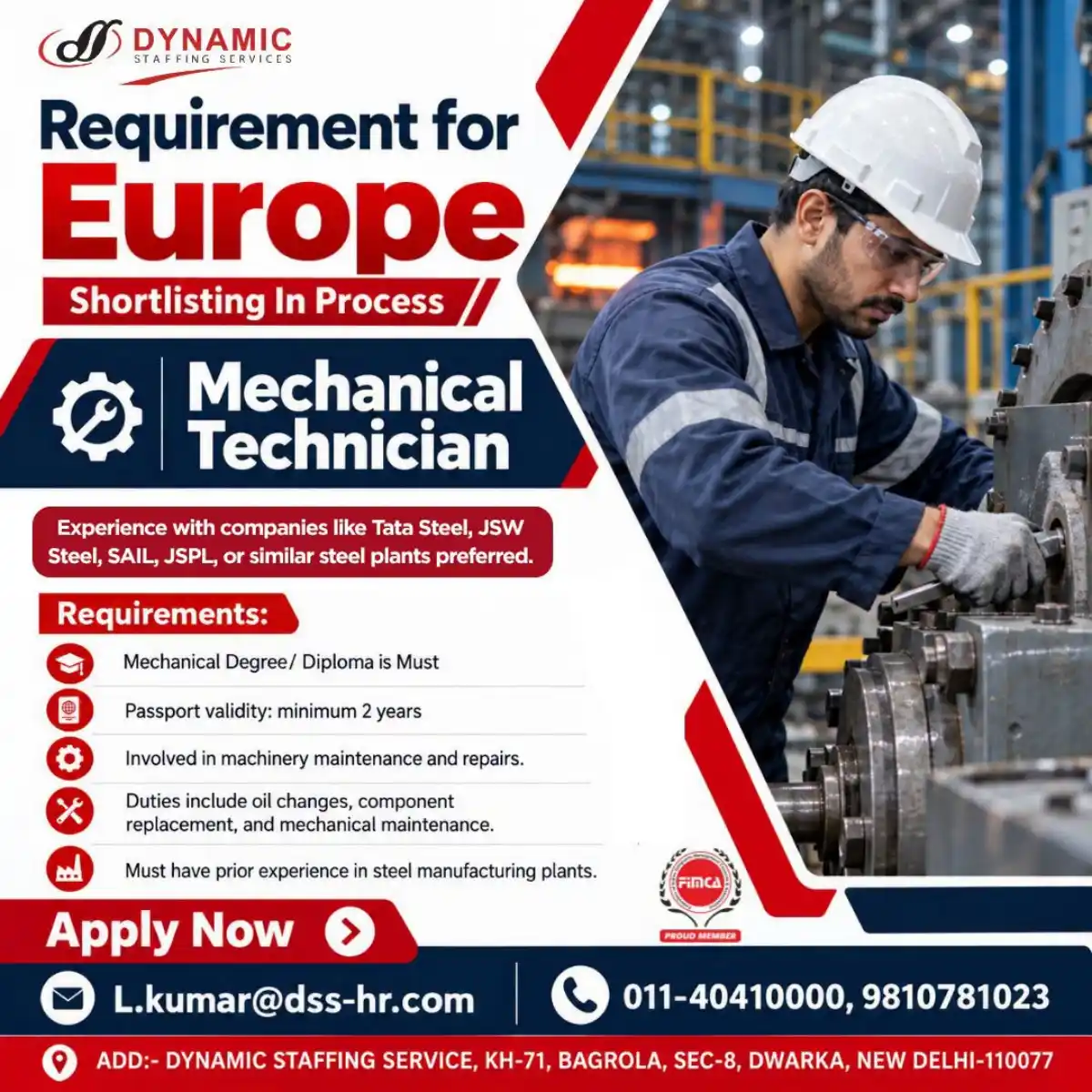 Mechanical Technician – Europe