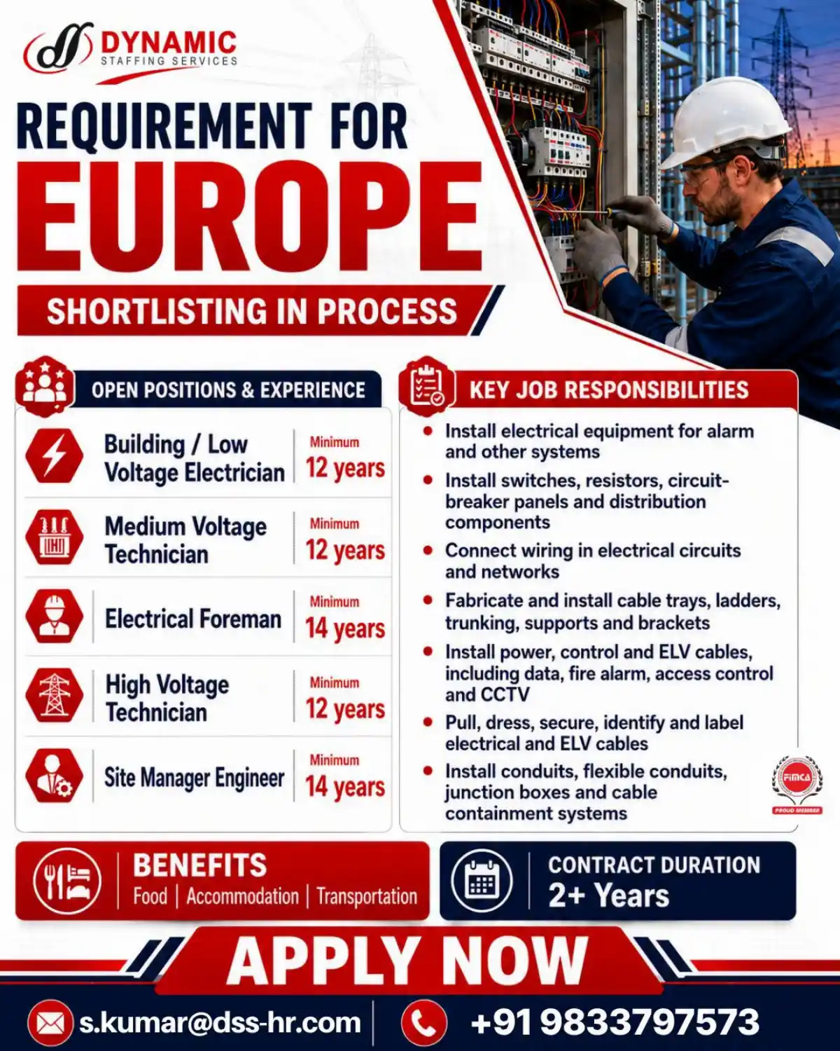 Europe Electrical Jobs – Dynamic Staffing Services