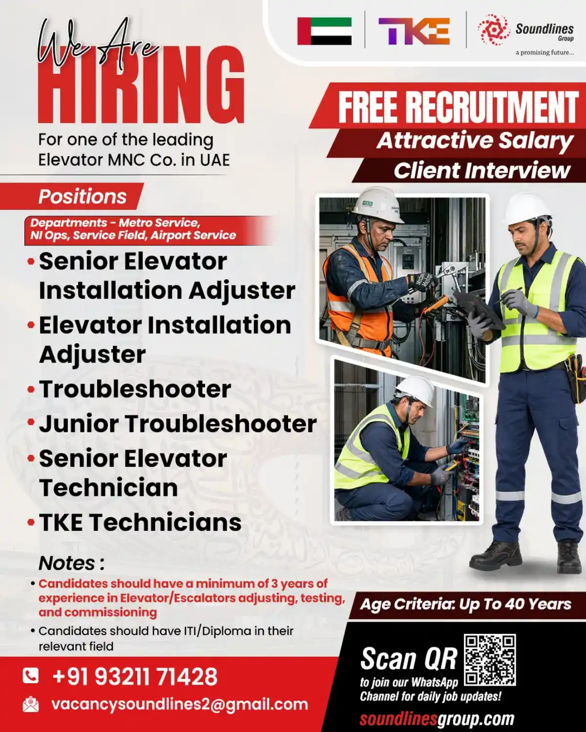 Elevator MNC Jobs in UAE – Free Recruitment