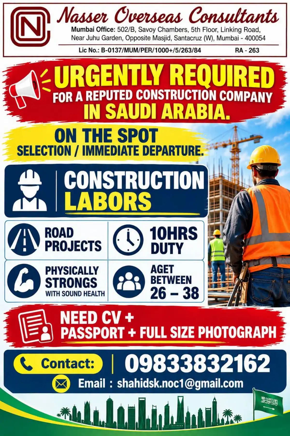 Construction Labor Jobs in Saudi Arabia