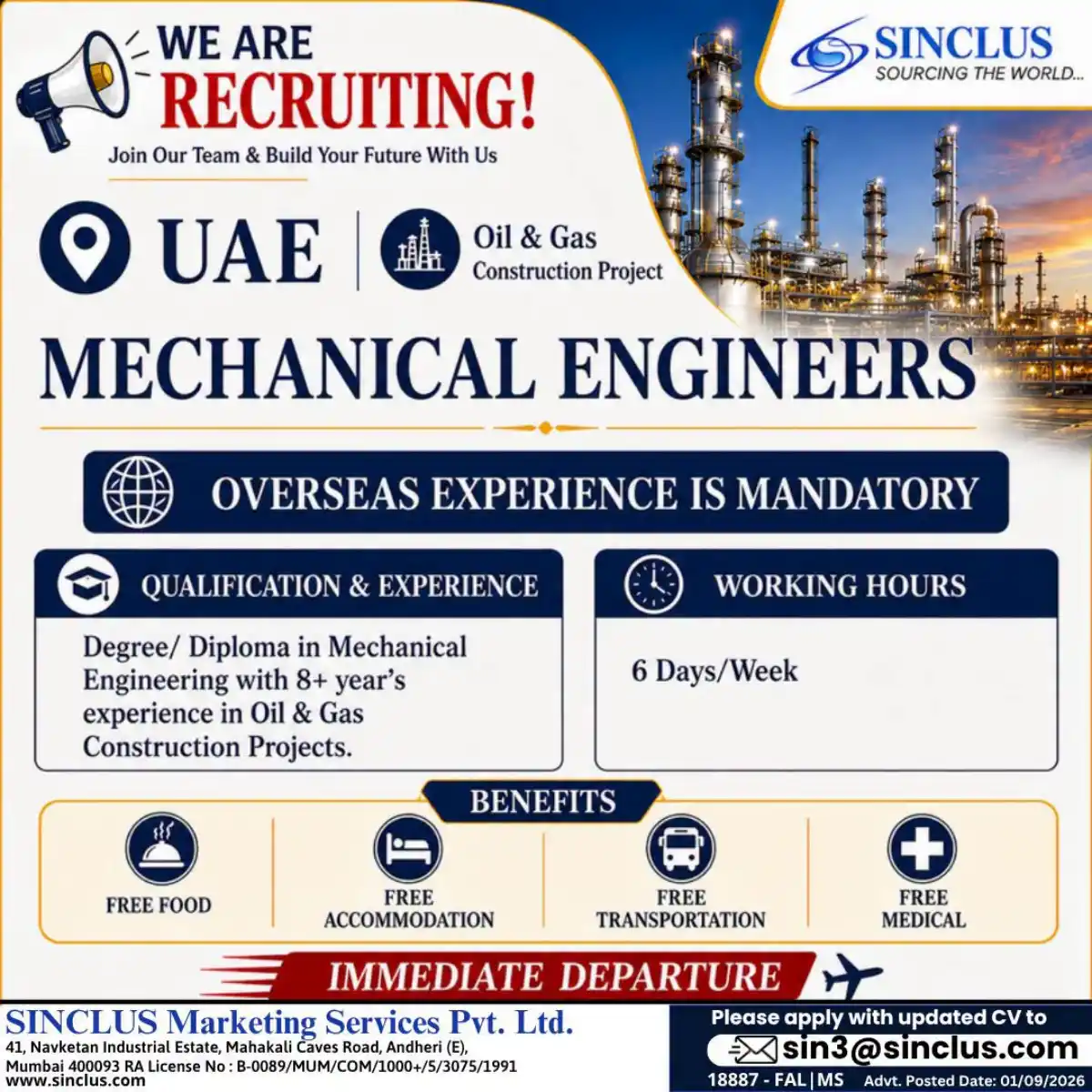 Mechanical Engineer – UAE Oil & Gas Construction