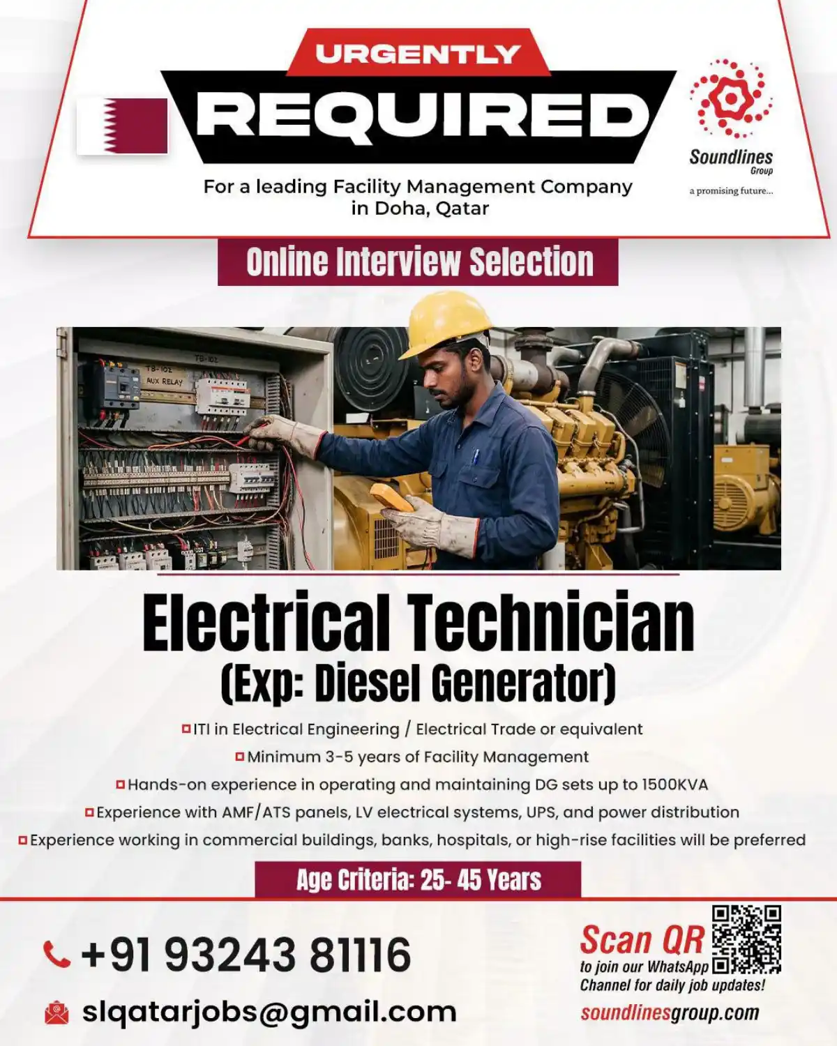 Electrical Technician (DG) – Doha, Qatar