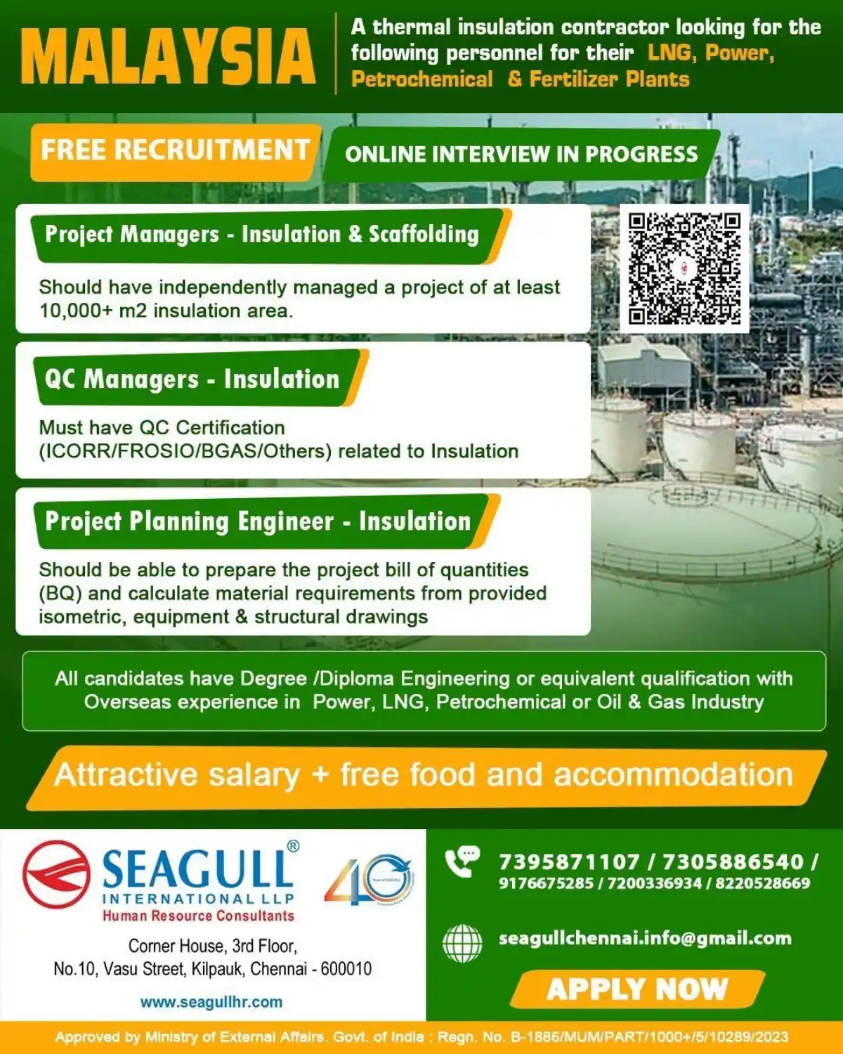 Malaysia Insulation & Scaffolding Jobs – Free Recruitment