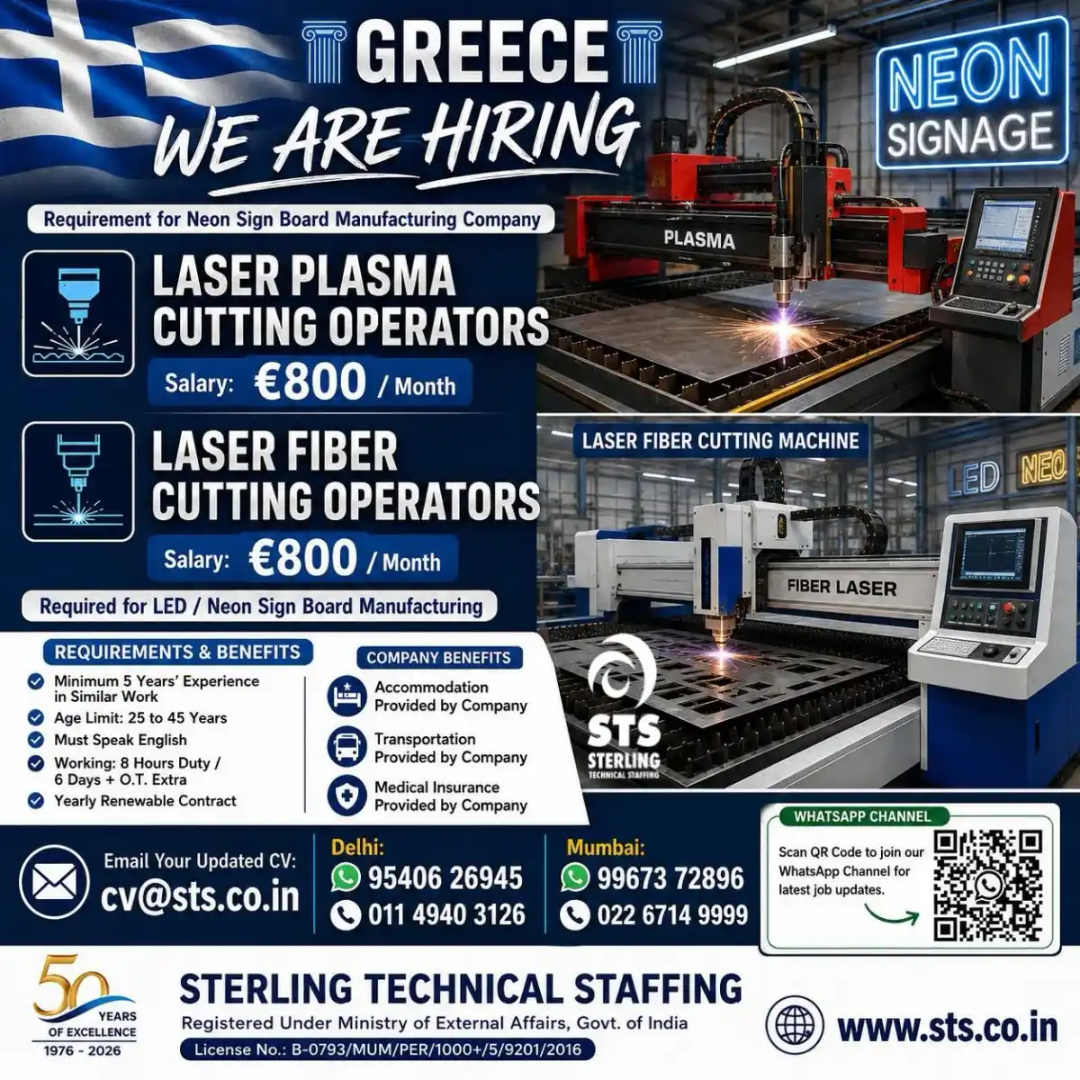 Laser Plasma / Fiber Cutting Operators – Greece