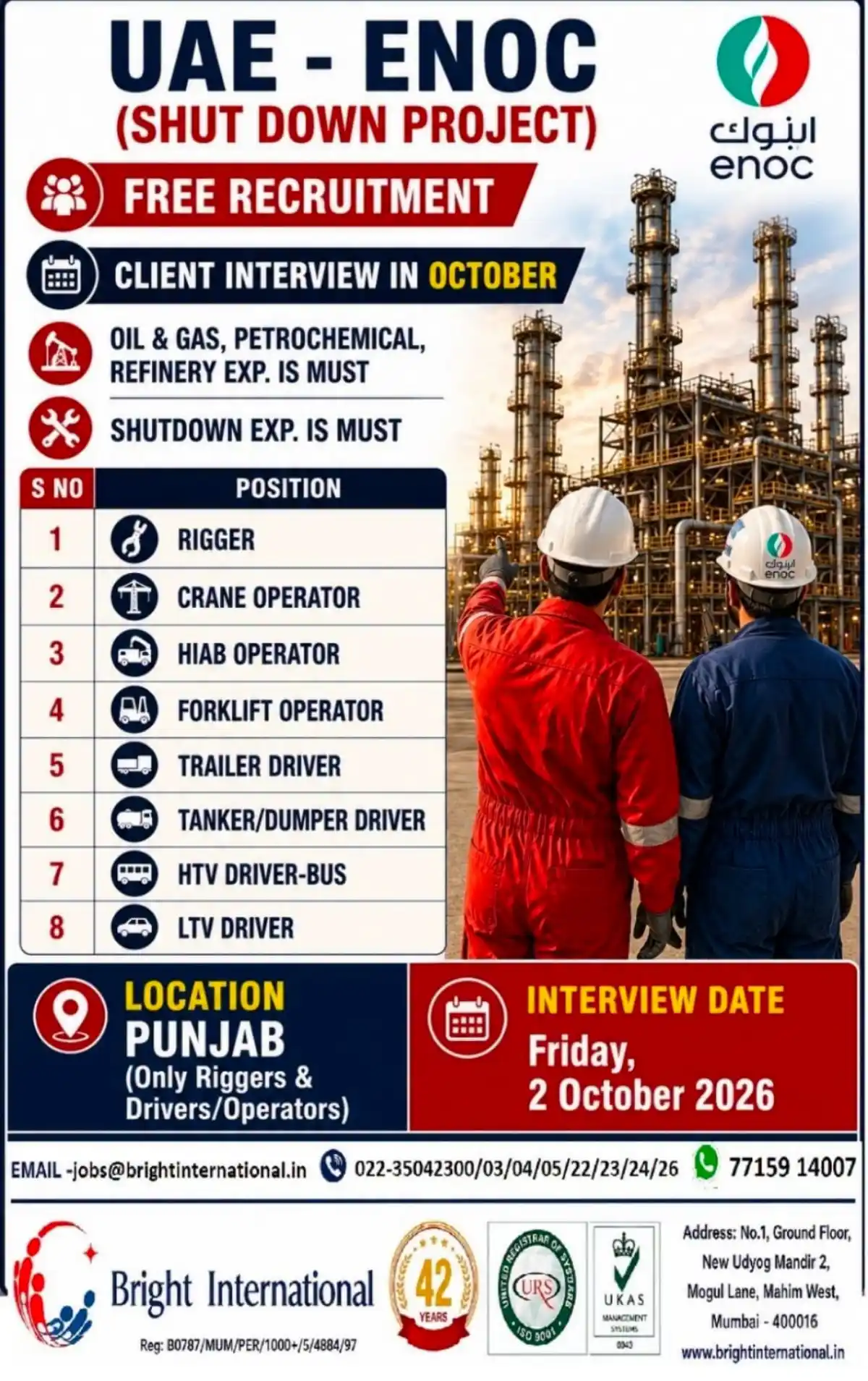 ENOC UAE Shutdown Jobs 2026 – Free Recruitment