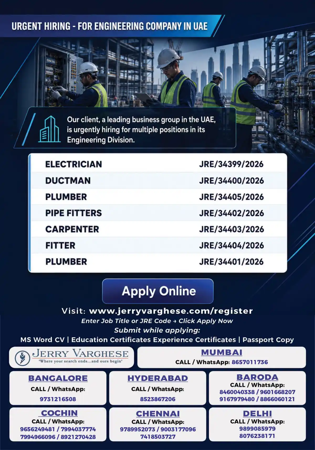 UAE Engineering Jobs – Urgent Hiring 2026
