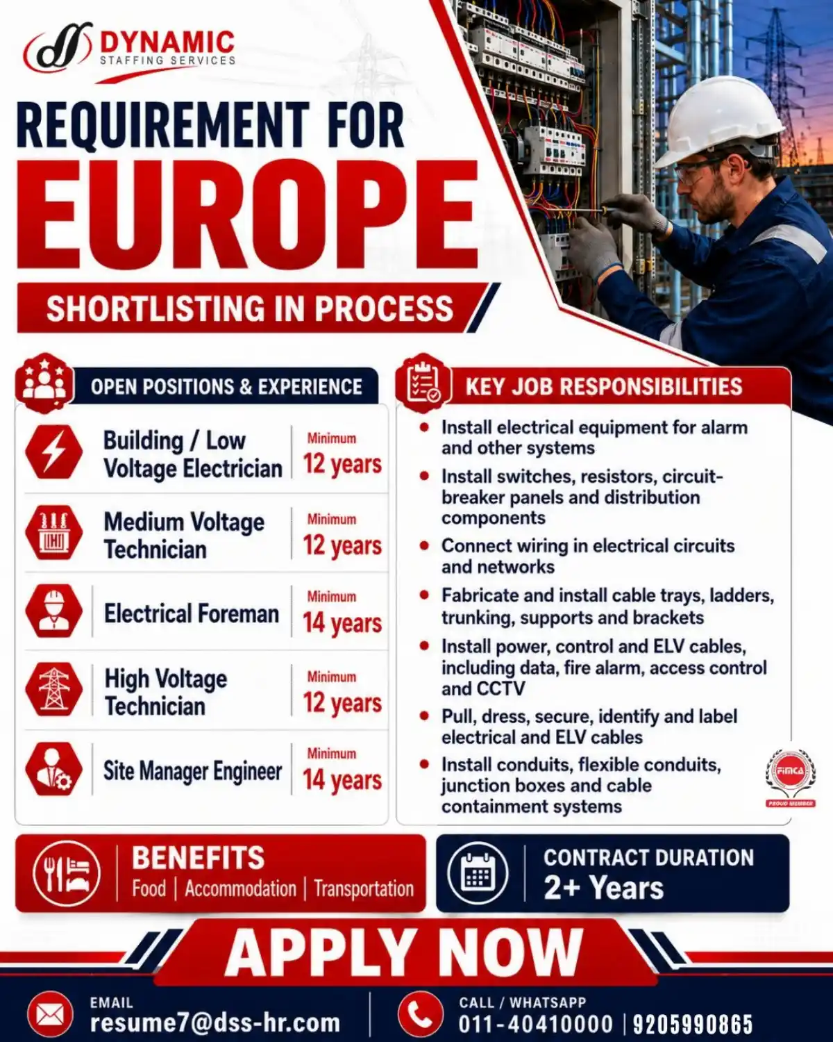 Electrical Jobs in Europe – Apply Now