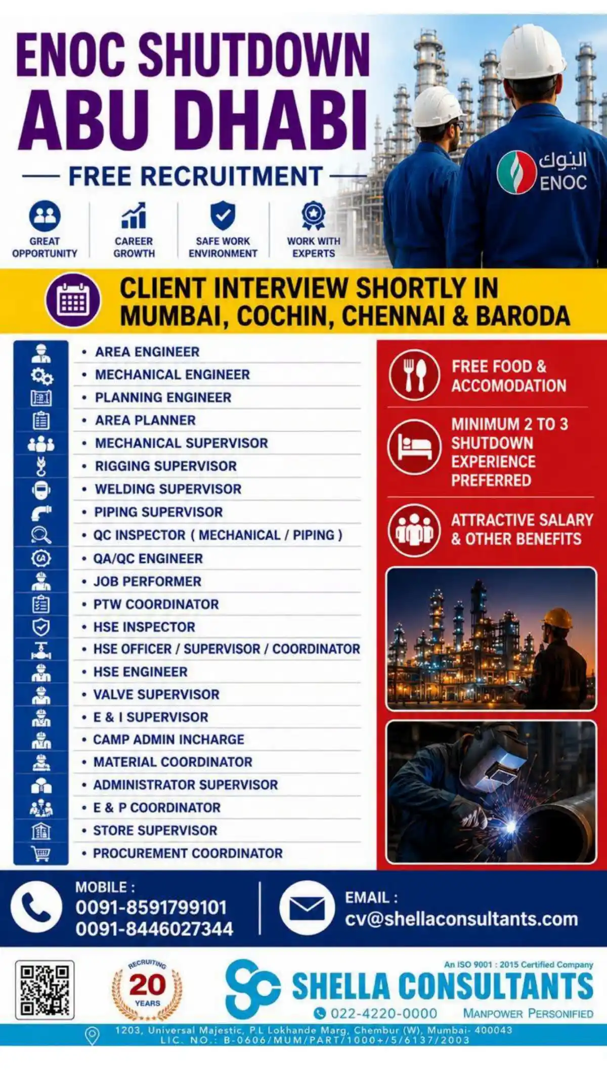 ENOC Shutdown Abu Dhabi Recruitment 2025