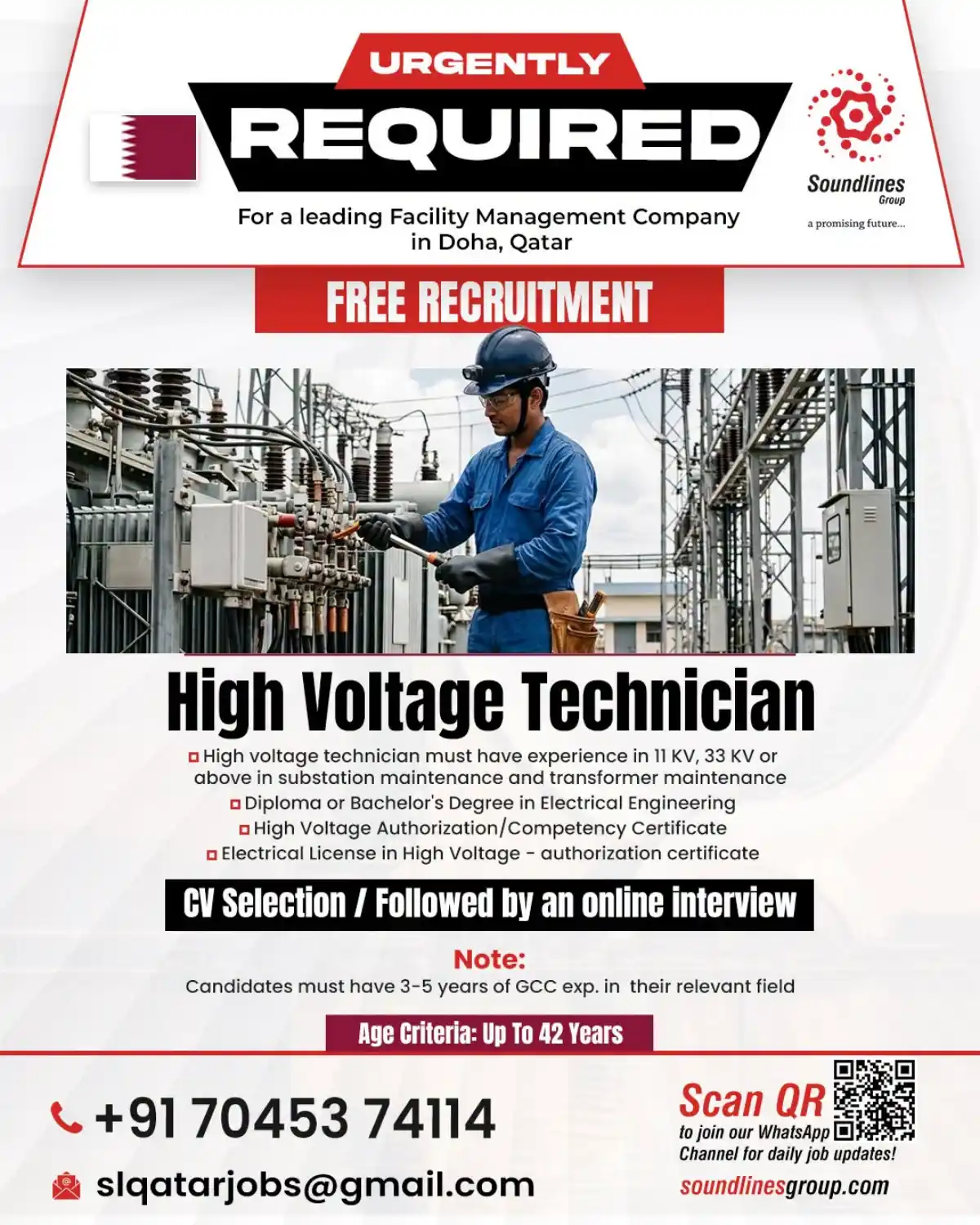 High Voltage Technician – Doha, Qatar