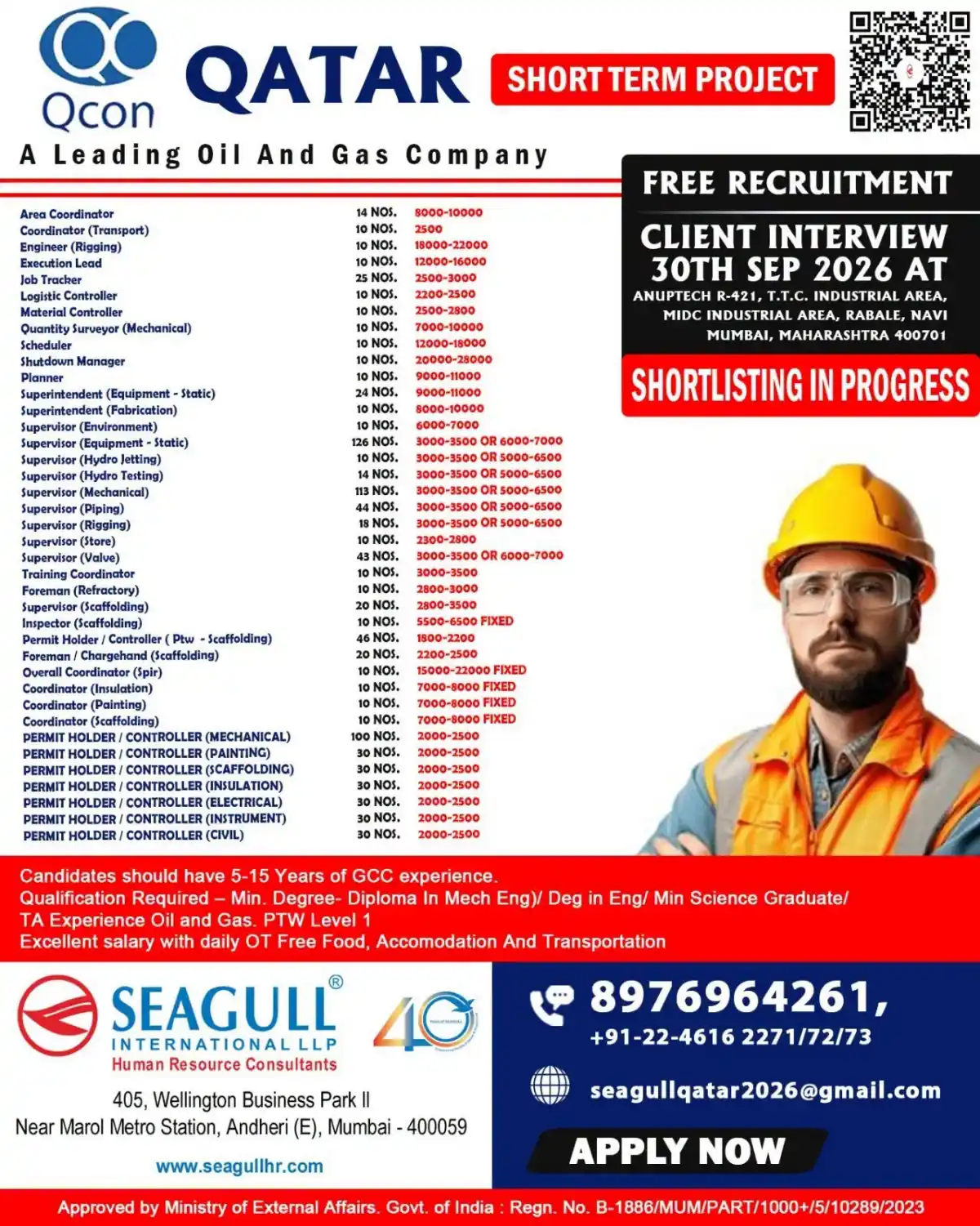 Qatar Oil & Gas Shutdown Jobs 2026