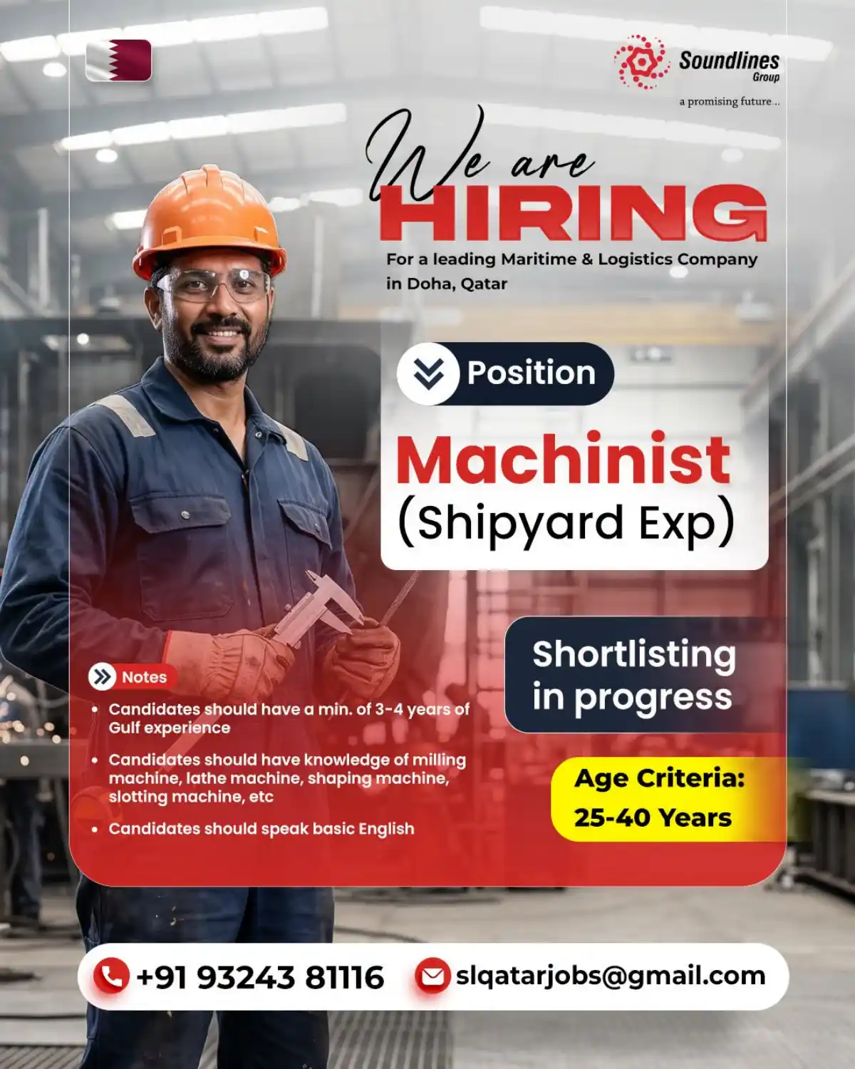 Machinist – Shipyard, Doha