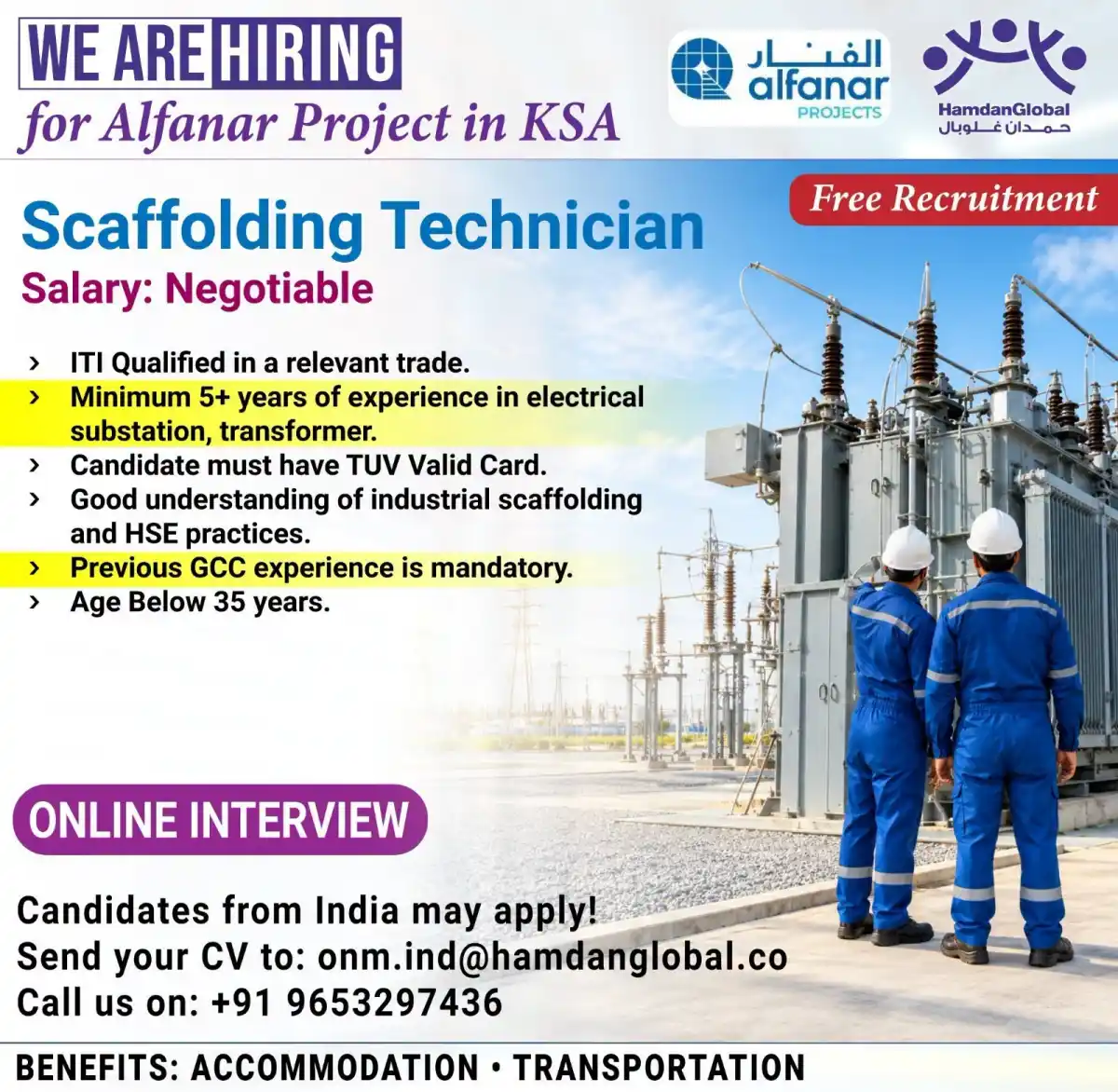 Scaffolding Technician – Alfanar Project KSA