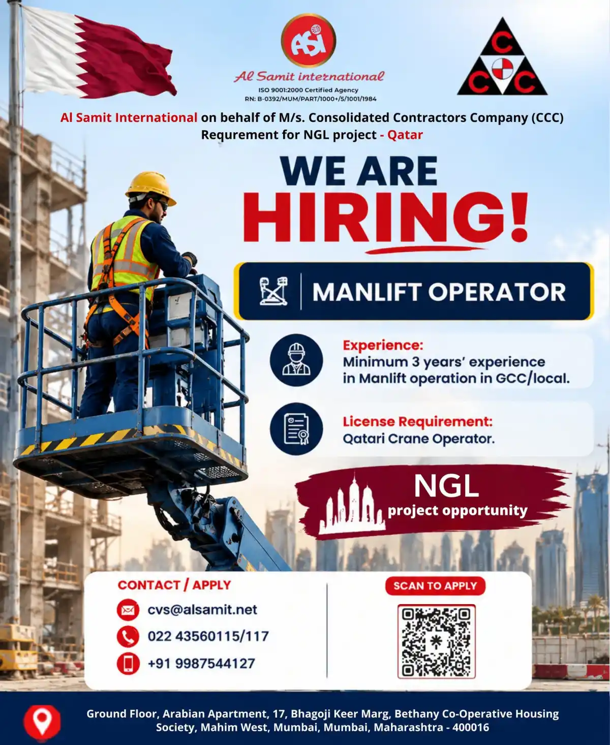 Manlift Operator – Qatar NGL Project