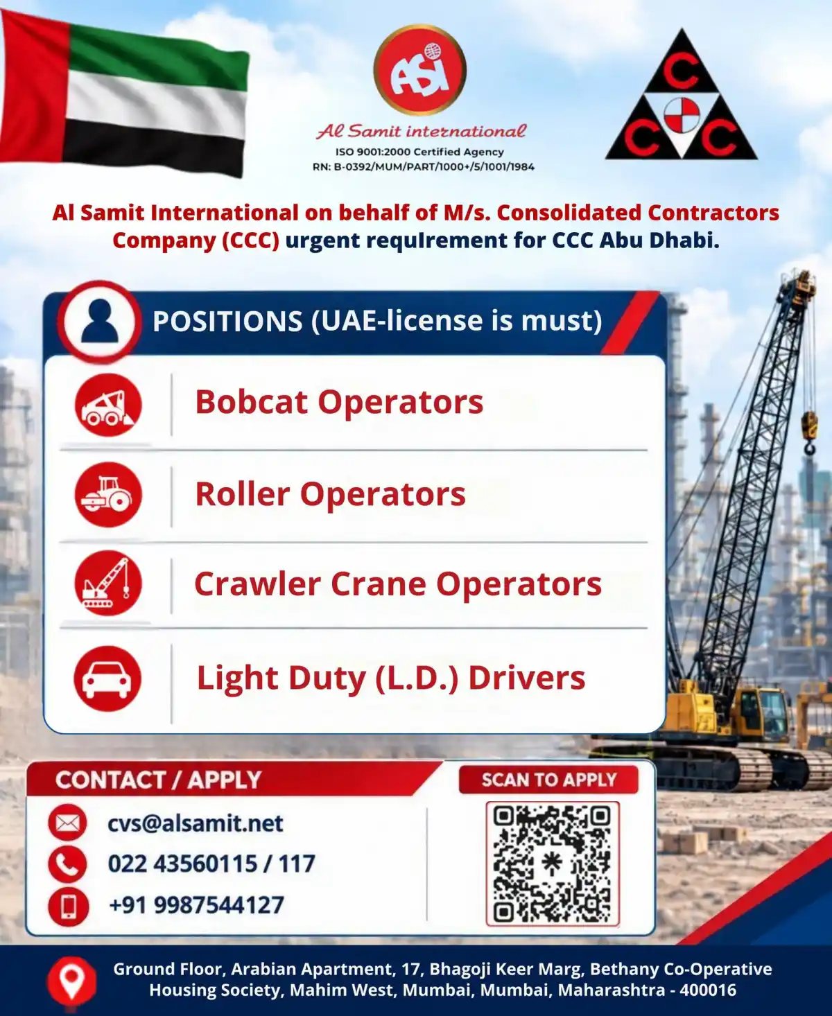 CCC Abu Dhabi Jobs – Operators & Drivers