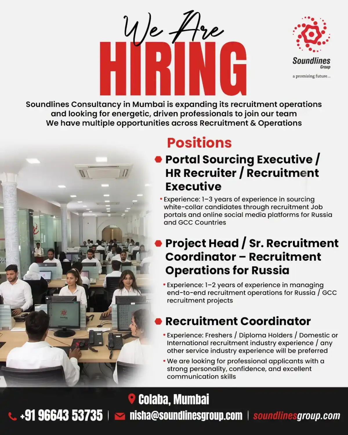 Soundlines Group Hiring Mumbai