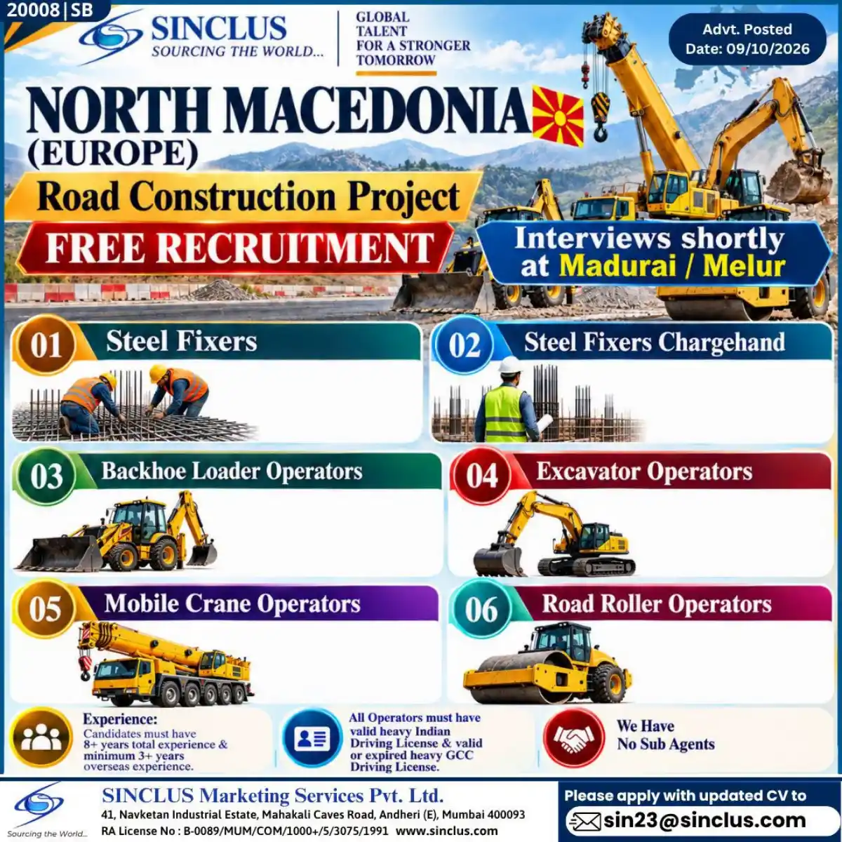 North Macedonia Road Project Jobs – SINCLUS