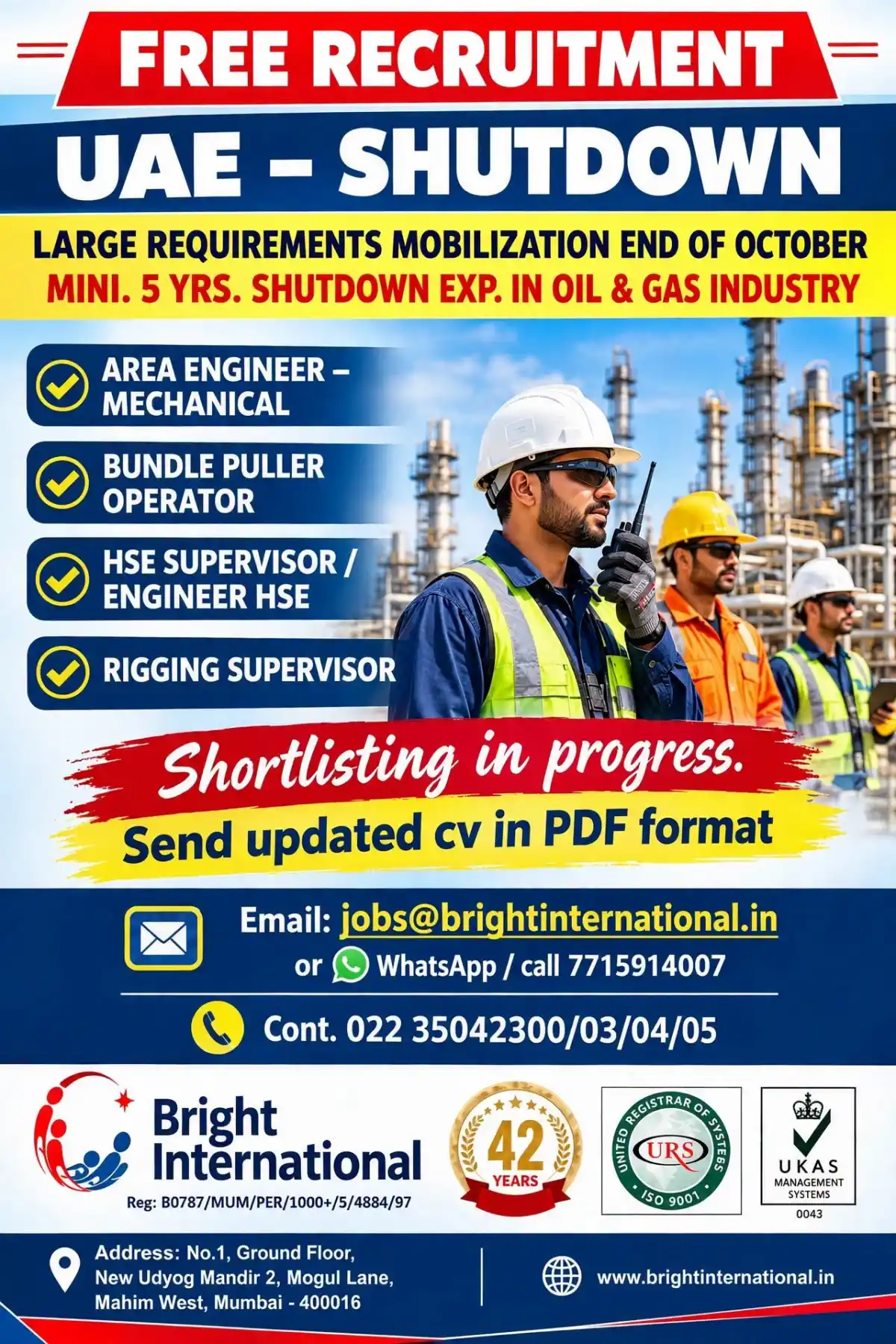 UAE Shutdown Jobs – Oil & Gas