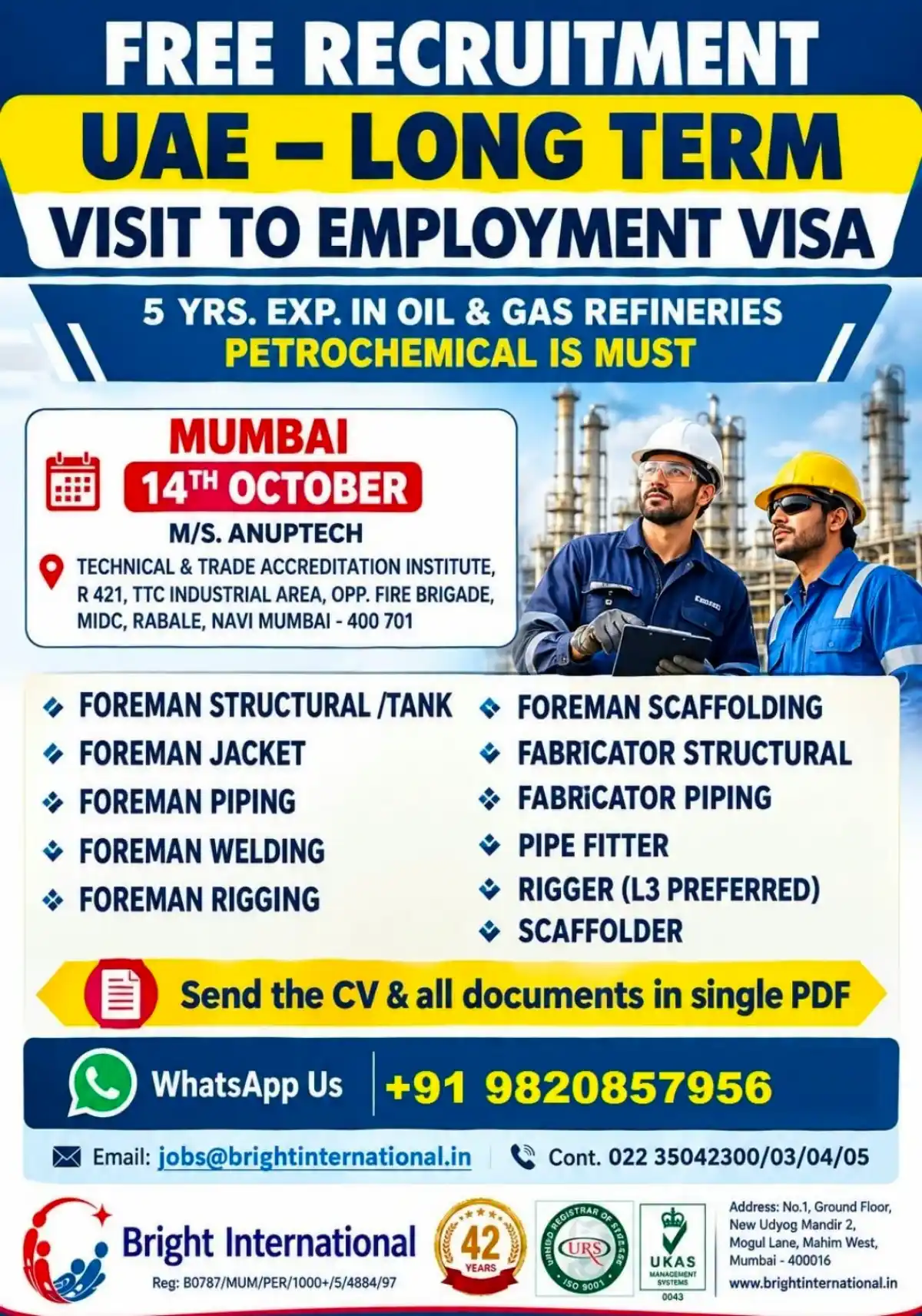 Free UAE Oil & Gas Jobs – Mumbai Walk-In