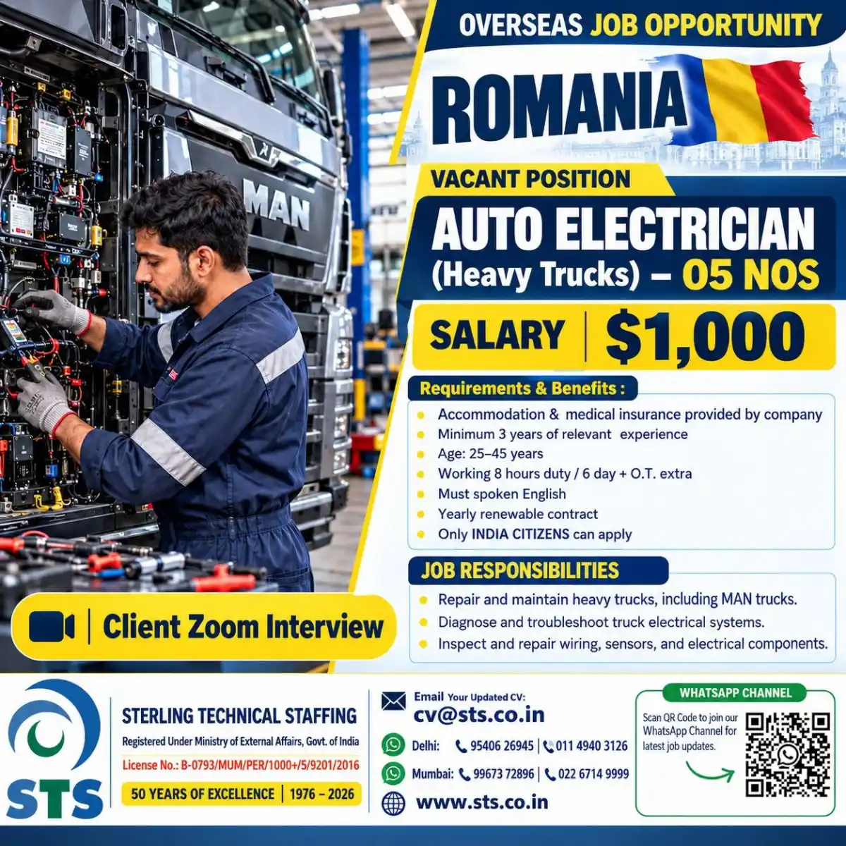 Auto Electrician Heavy Trucks – Romania