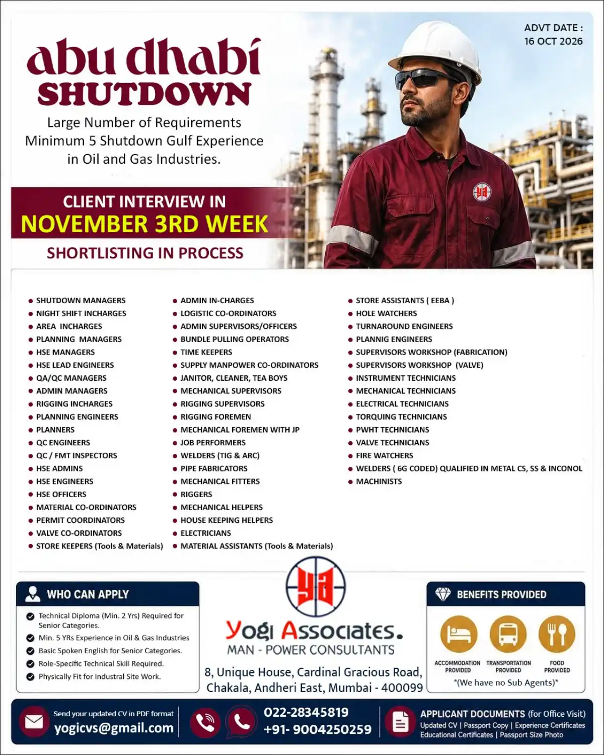 Abu Dhabi Shutdown Jobs 2026
