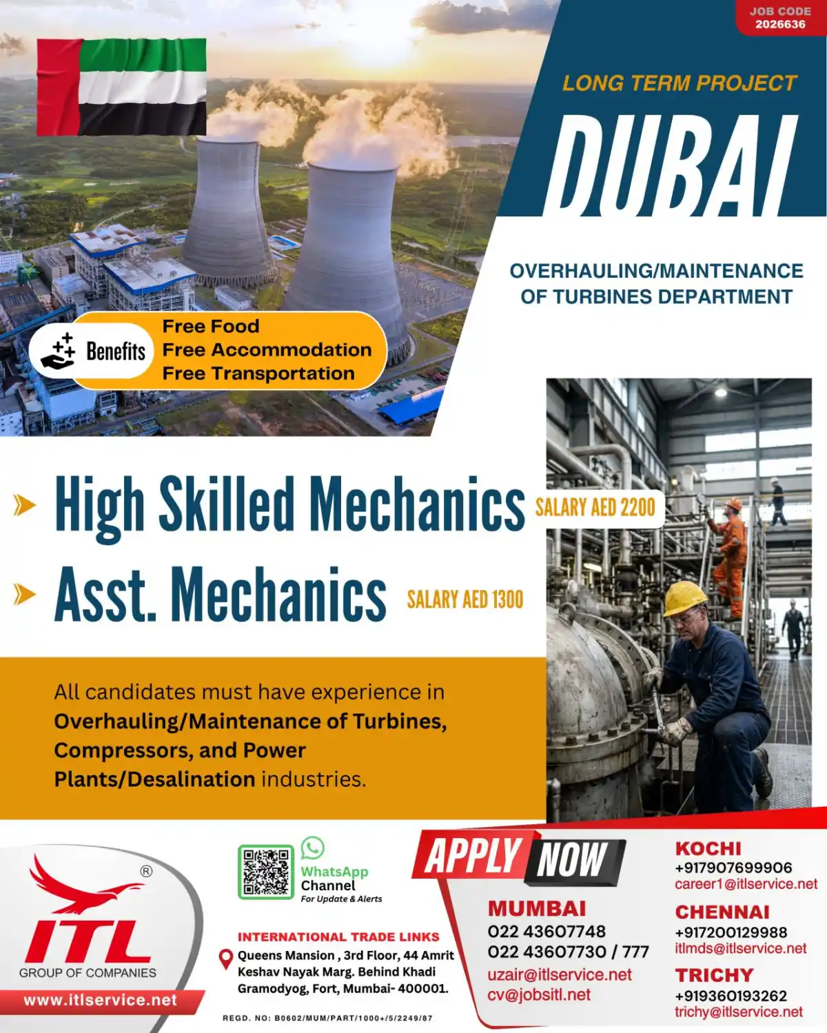 DUBAL Turbine Overhauling Jobs – Mechanics & Asst. Mechanics