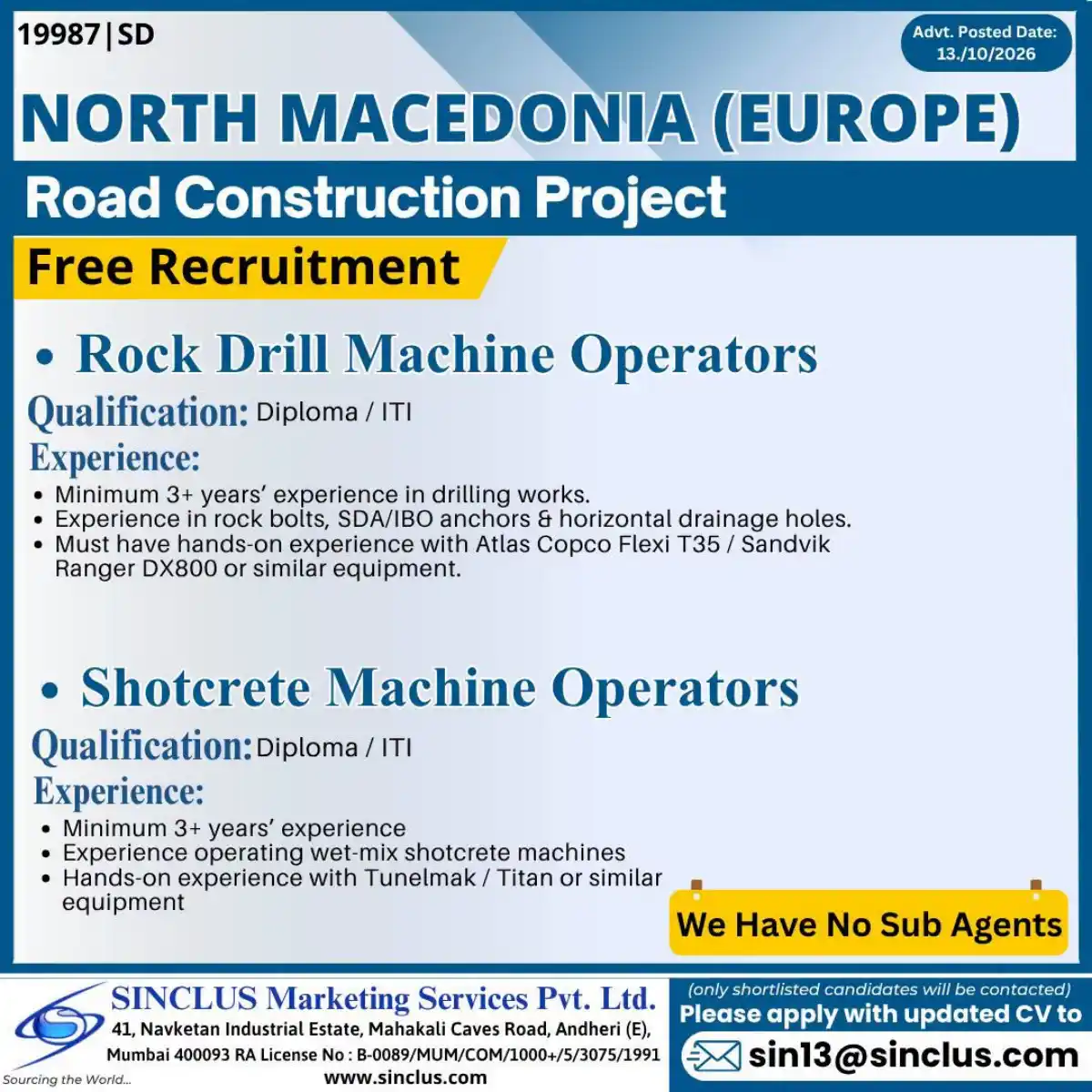 Rock Drill & Shotcrete Operators – North Macedonia