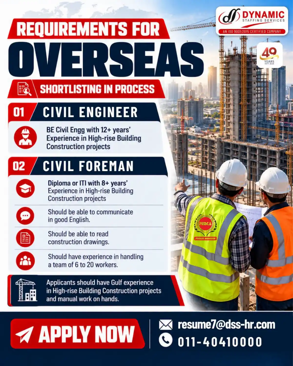 Overseas Civil Engineer & Civil Foreman